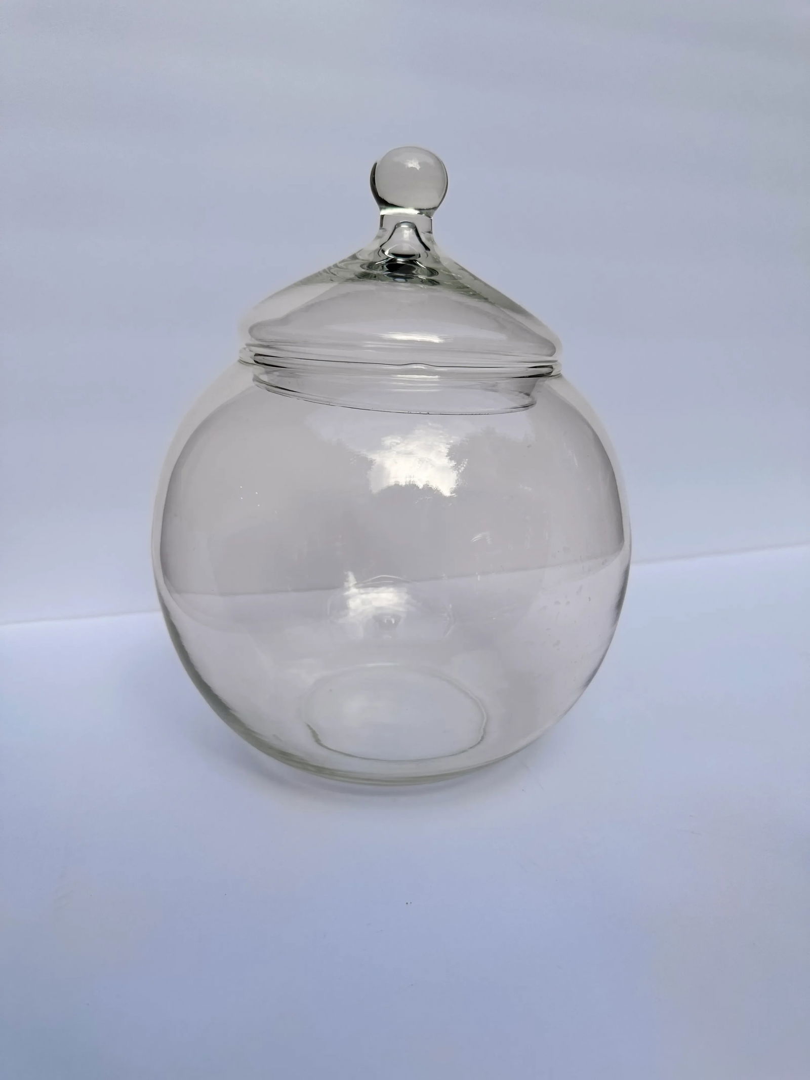 2000s Round Glass Apothecary Jar Bowl With Lid - 5