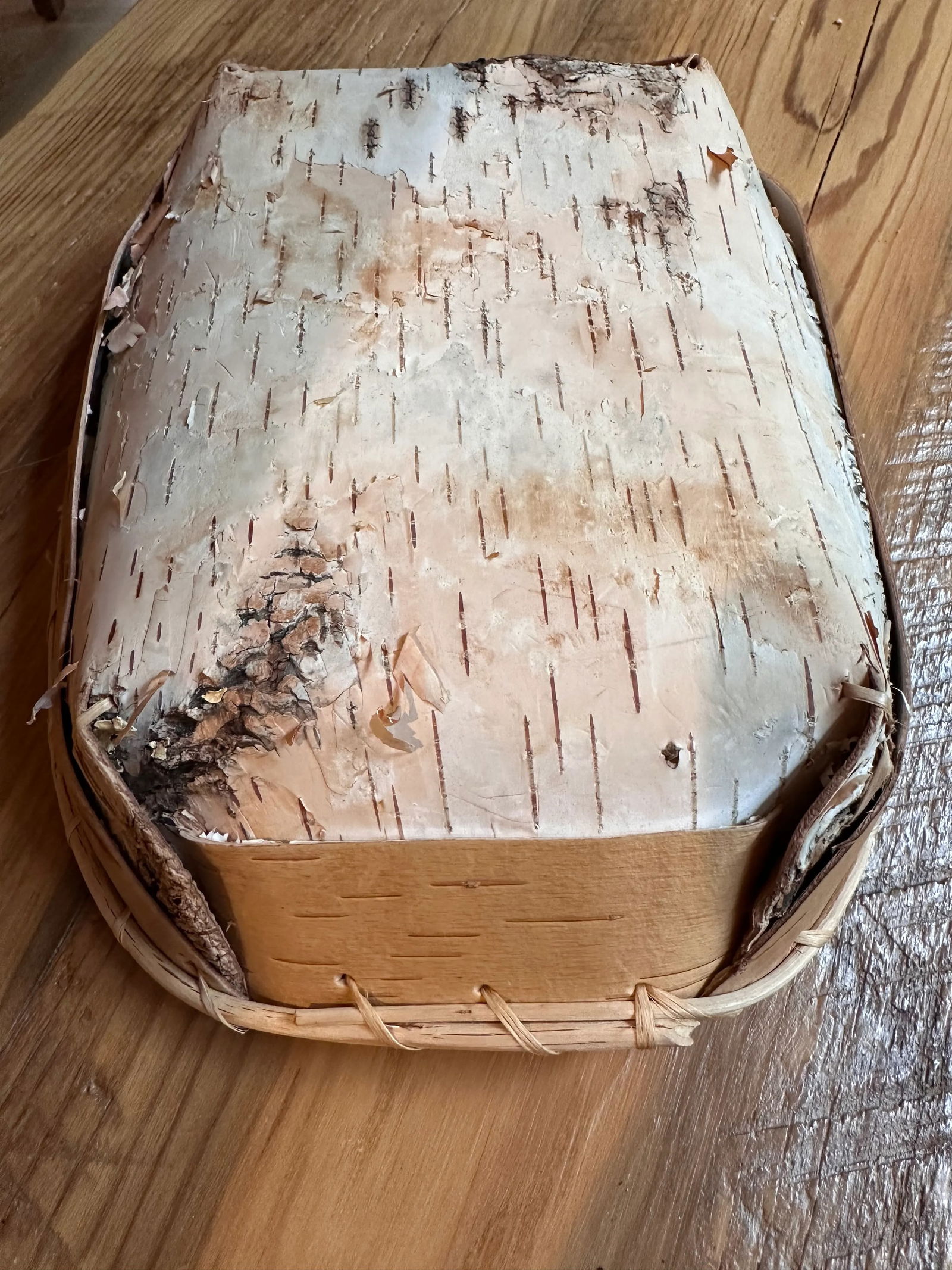 Handmade Native American Style Birch Bark Basket - 3
