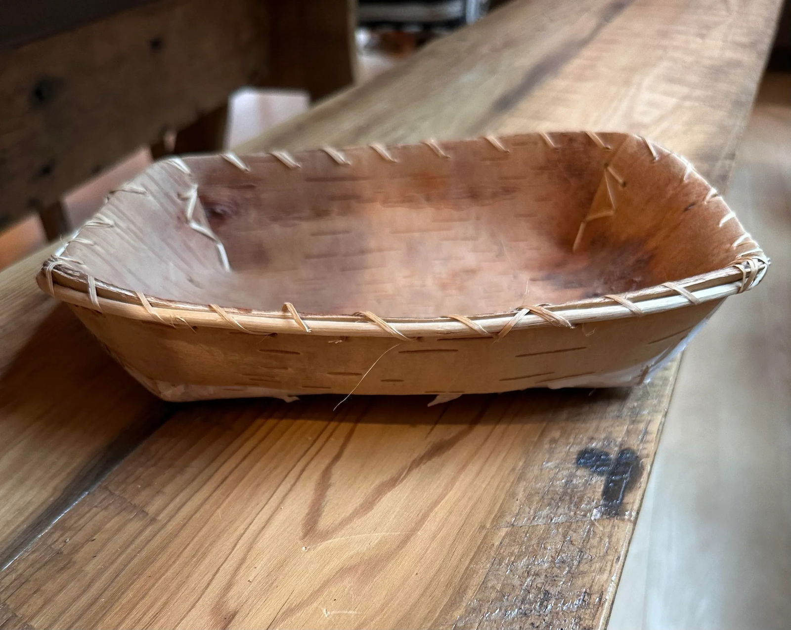 Handmade Native American Style Birch Bark Basket - 7