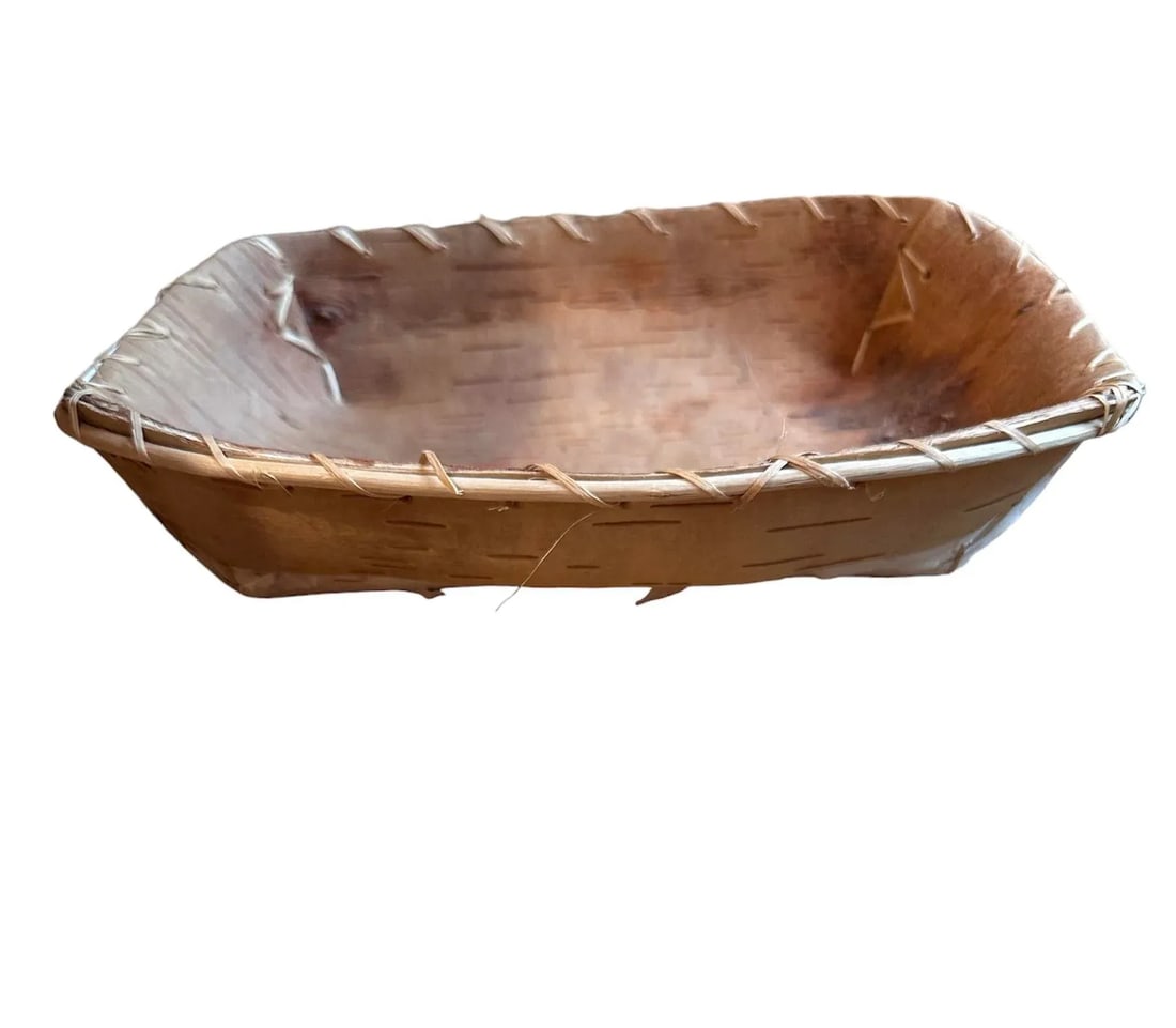 Handmade Native American Style Birch Bark Basket - 9