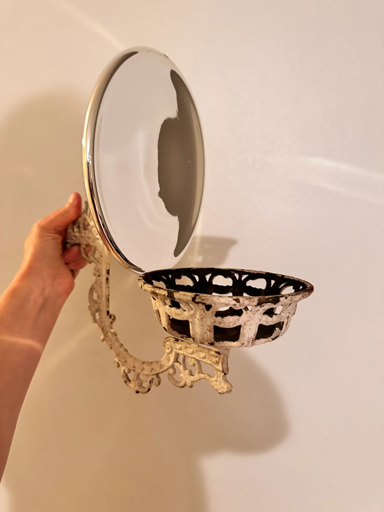 Early 20th Century Cast Iron Holder Oil Lamp Wall Sconce Candle Holder - 4 Piece Set - 10