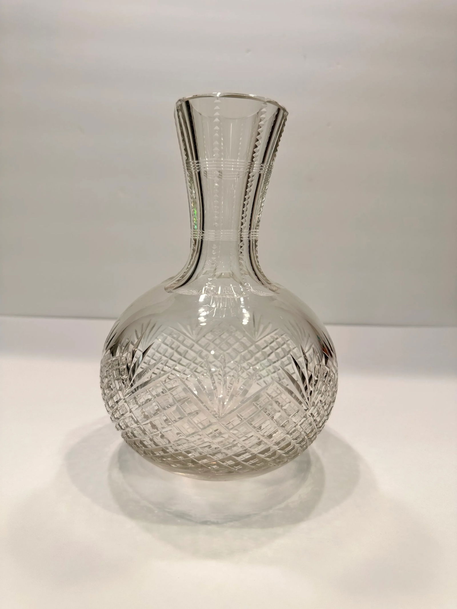 1897 Antique Water Wine Carafe Strawberry Diamond and Fan American Brilliant Period - 10