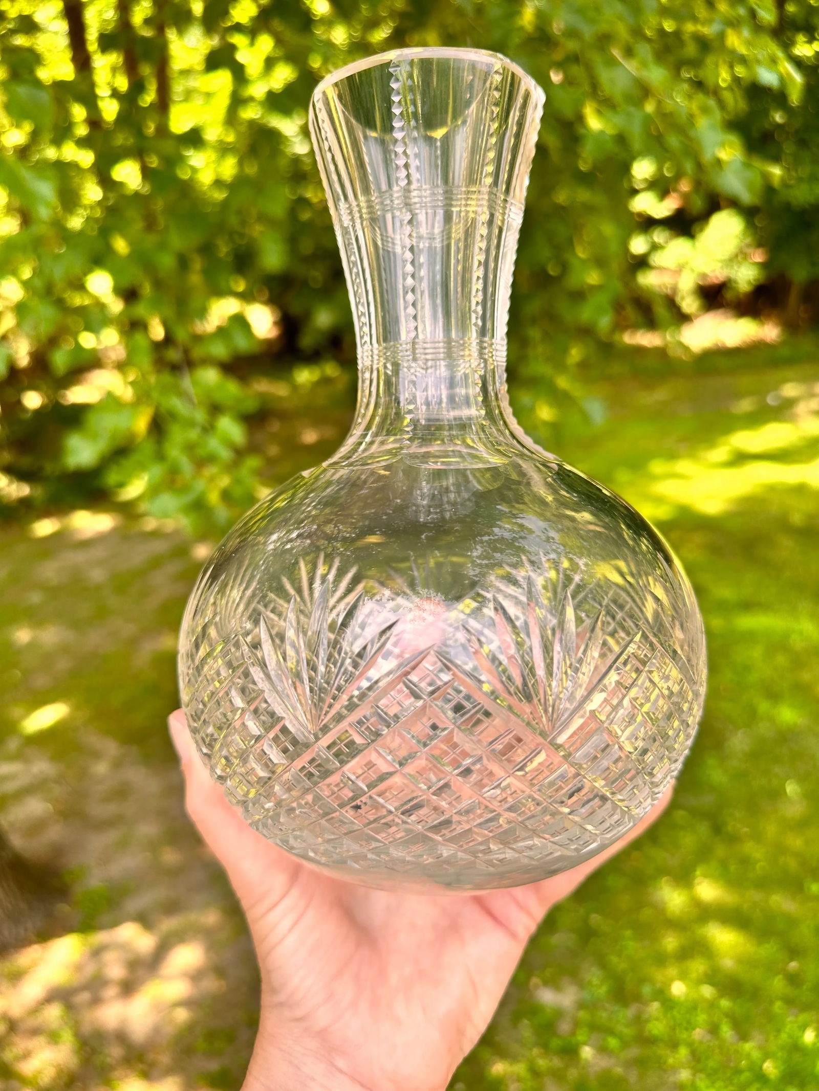 1897 Antique Water Wine Carafe Strawberry Diamond and Fan American Brilliant Period - 5