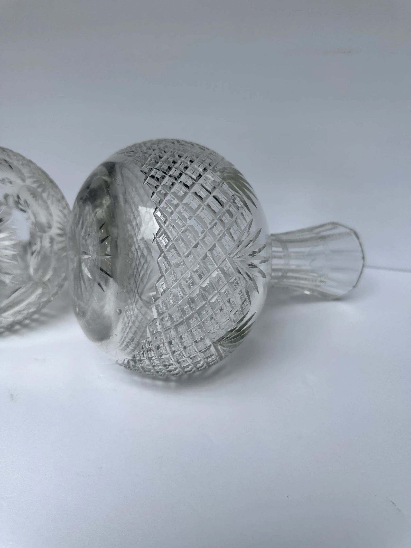 1897 Antique Water Wine Carafe Strawberry Diamond and Fan American Brilliant Period - 7