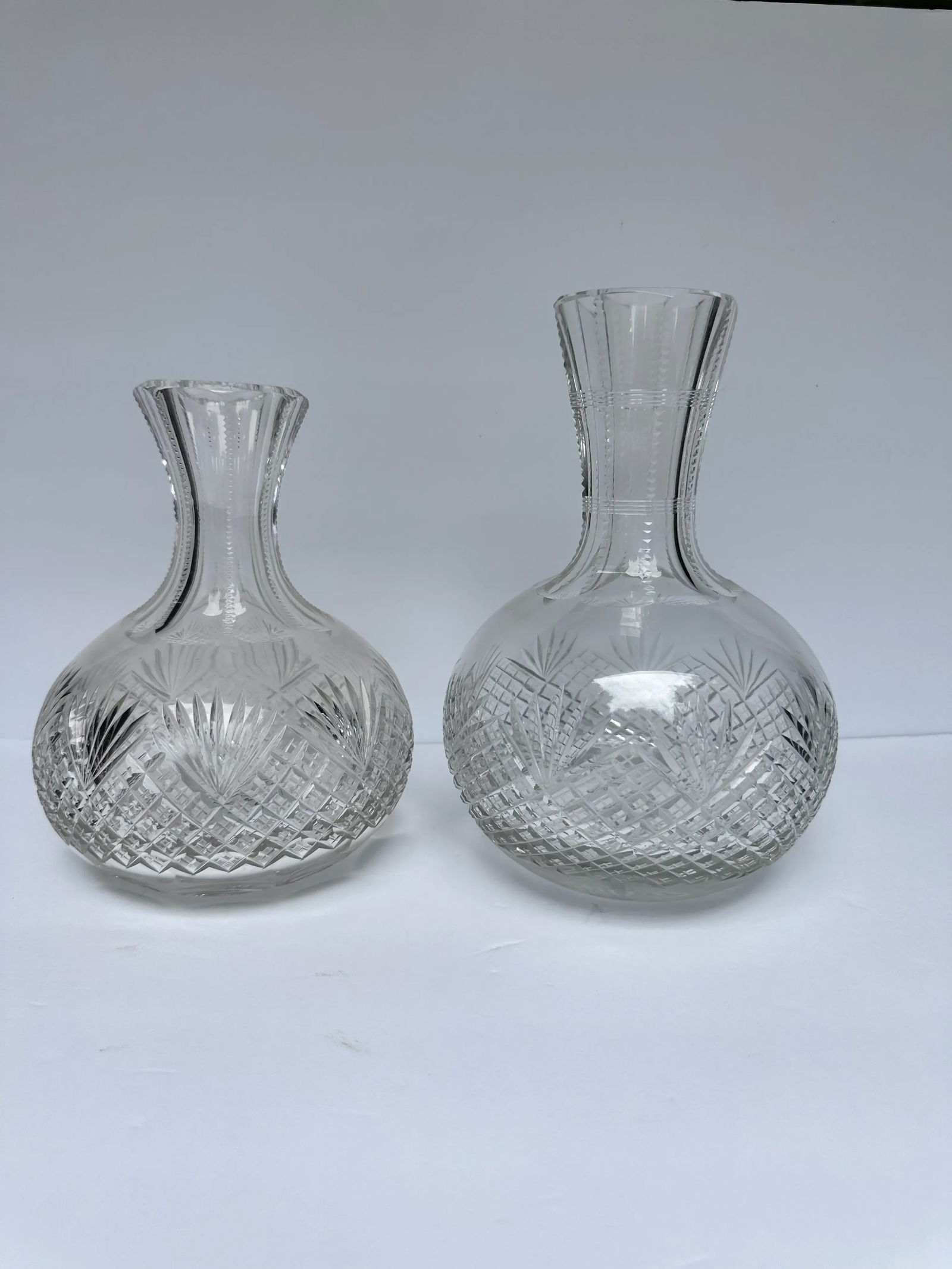 Circa 1897 Antique Crystal Carafe American Brilliant Period Strawberry Diamond Fans - 3