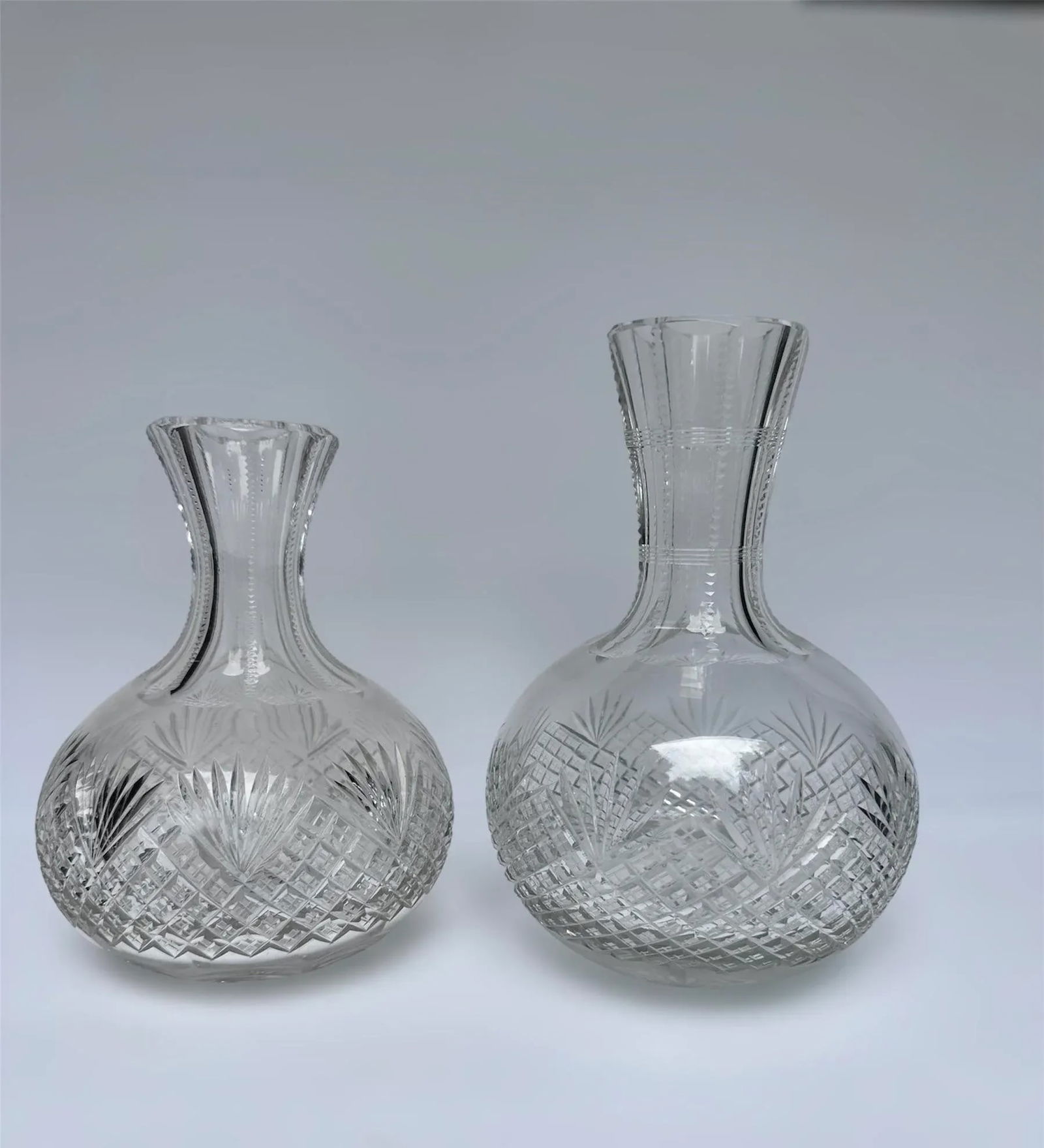 Circa 1897 Antique Crystal Carafe American Brilliant Period Strawberry Diamond Fans - 4