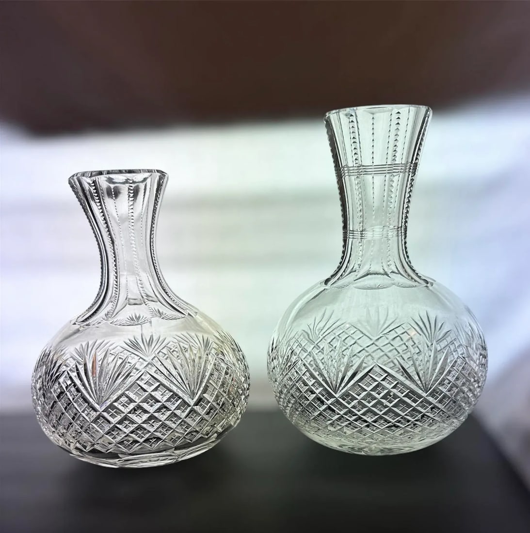 Circa 1897 Antique Crystal Carafe American Brilliant Period Strawberry Diamond Fans - 5