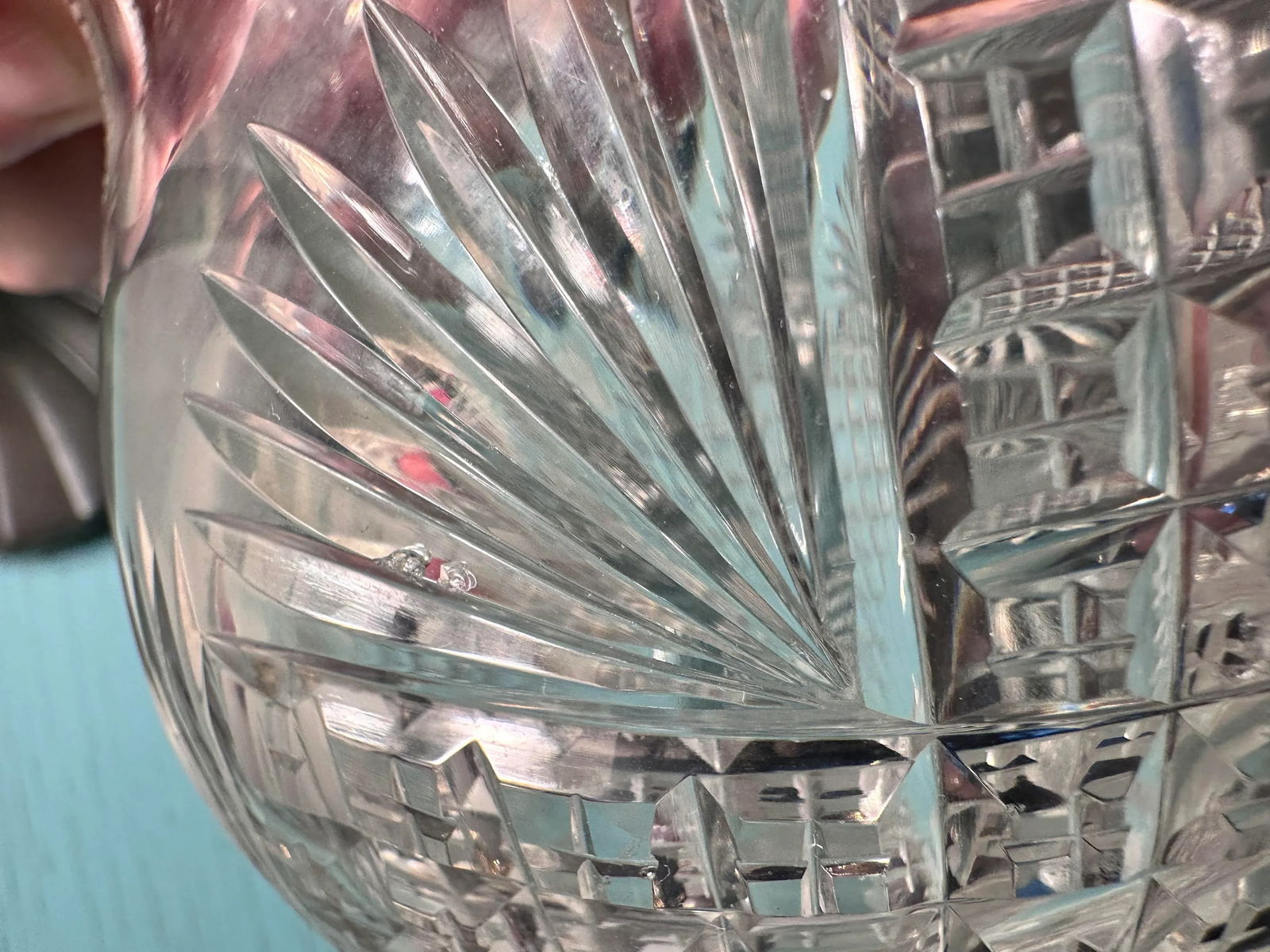 Circa 1897 Antique Crystal Carafe American Brilliant Period Strawberry Diamond Fans - 6