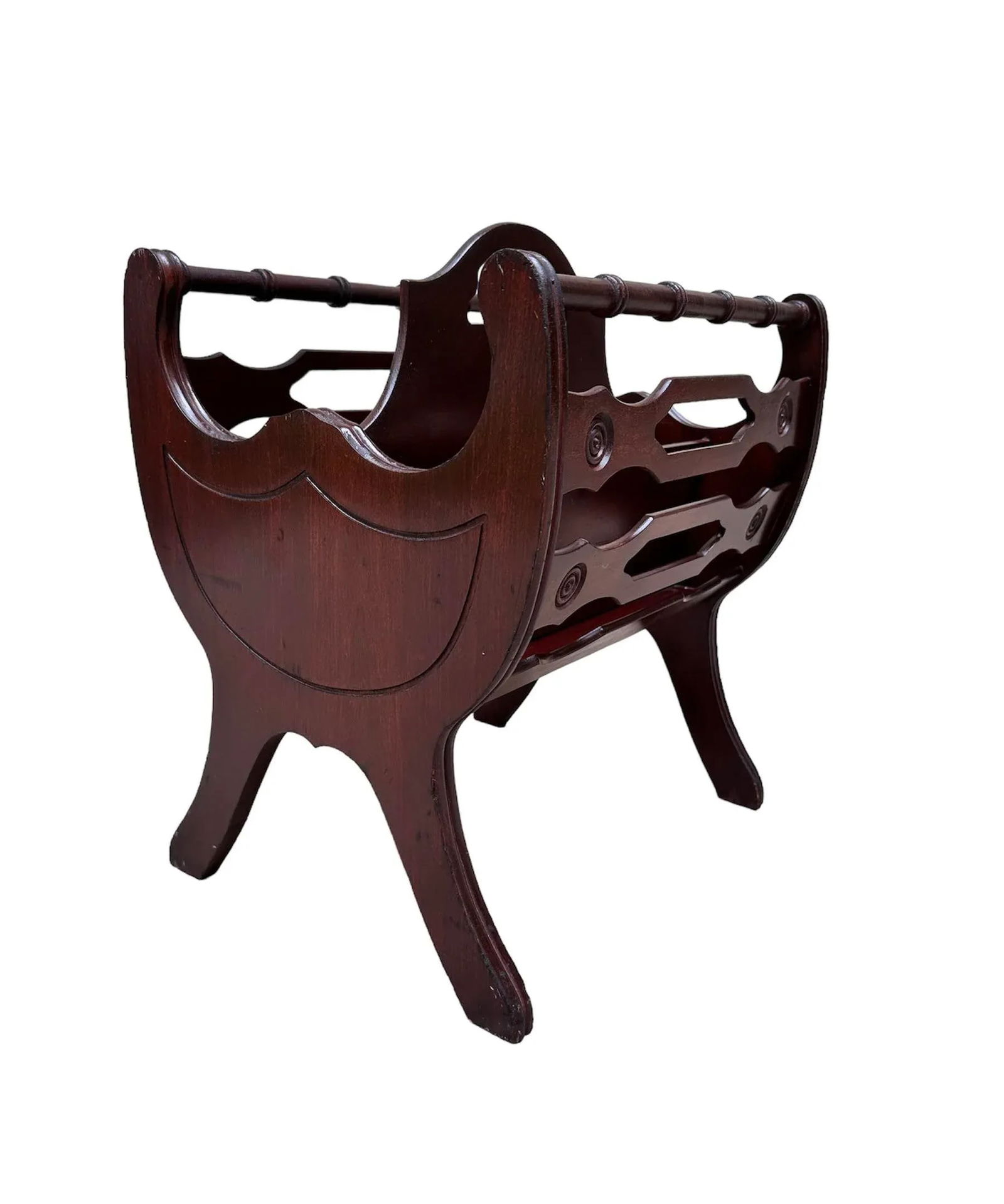 Mid 20th Century Butler Style 855 Mahogany Wood Magazine Rack - 2