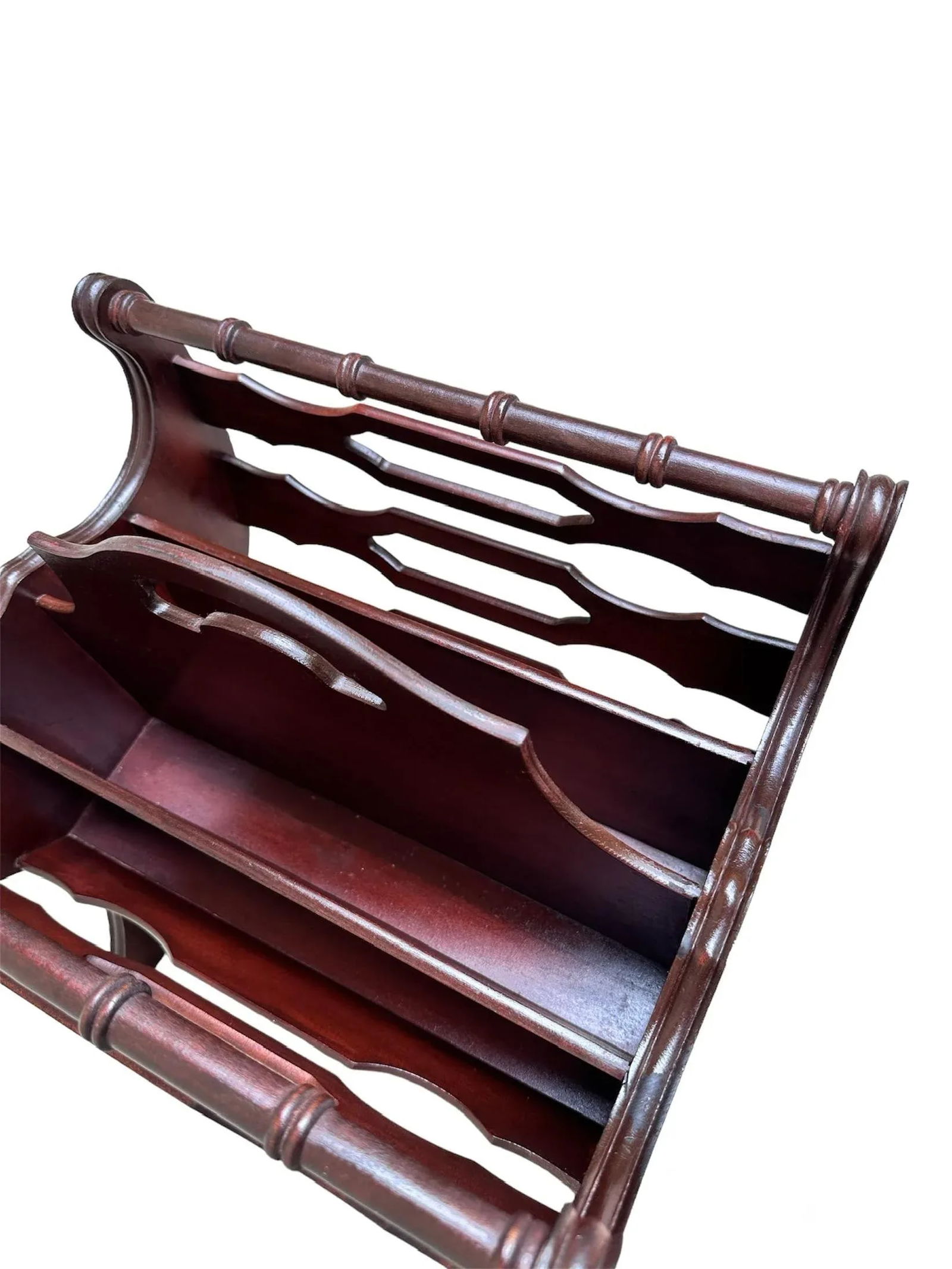 Mid 20th Century Butler Style 855 Mahogany Wood Magazine Rack - 3