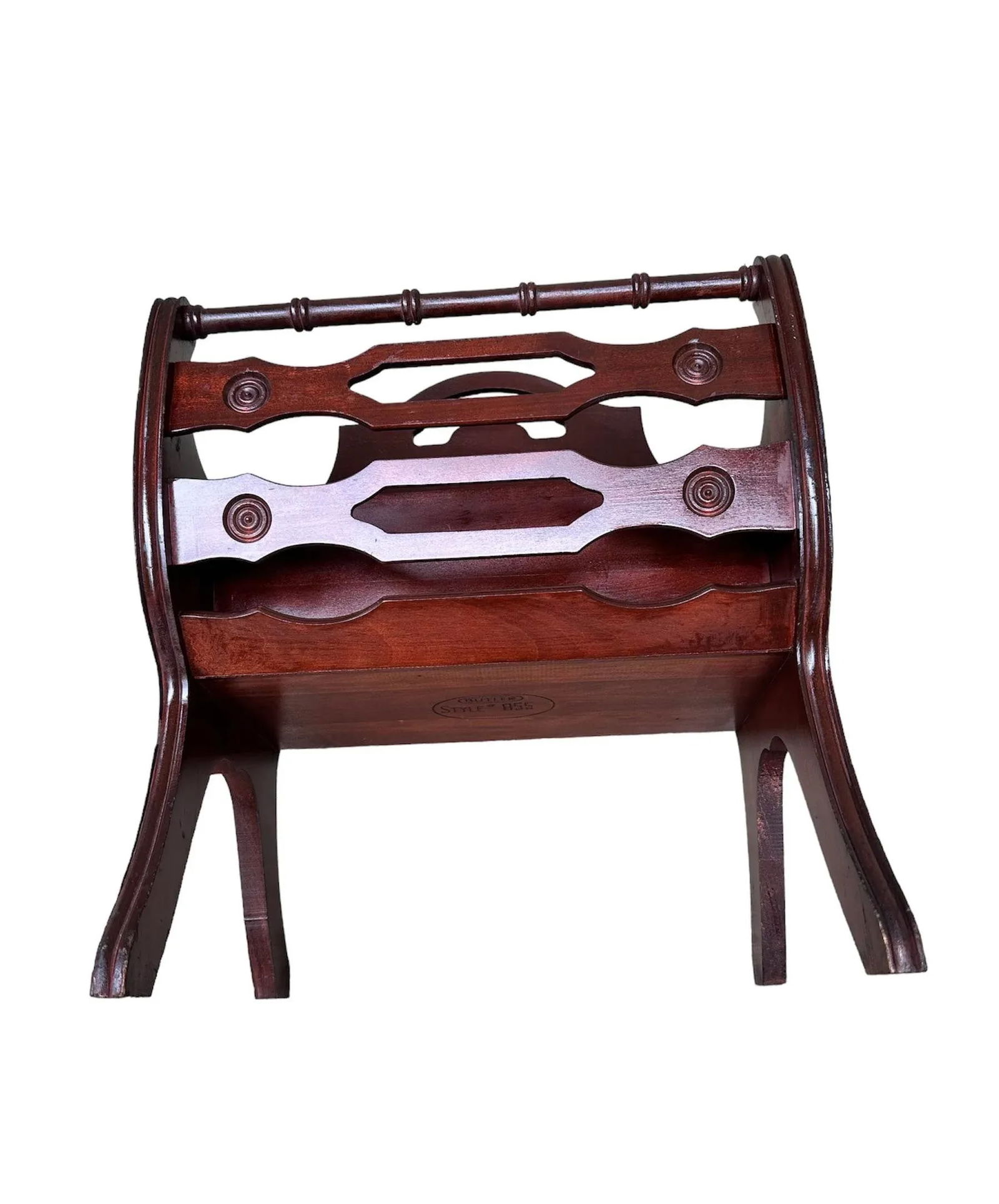 Mid 20th Century Butler Style 855 Mahogany Wood Magazine Rack - 4