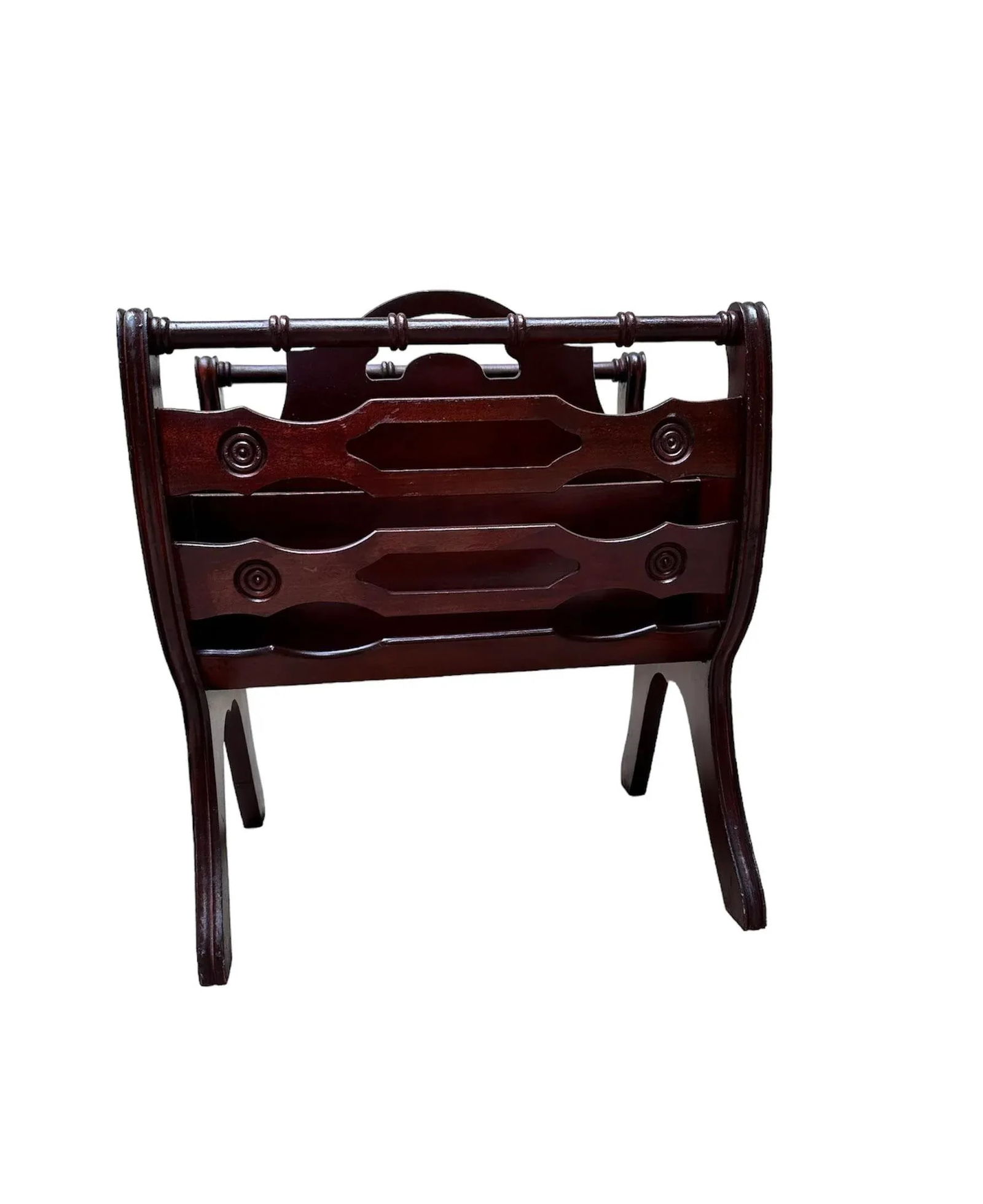 Mid 20th Century Butler Style 855 Mahogany Wood Magazine Rack - 8