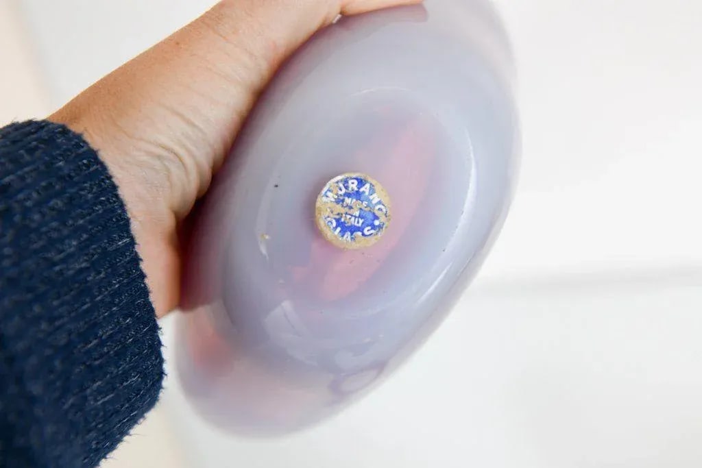 Vintage Murano Glass Opalescent Lavender Basket Bowl - 3