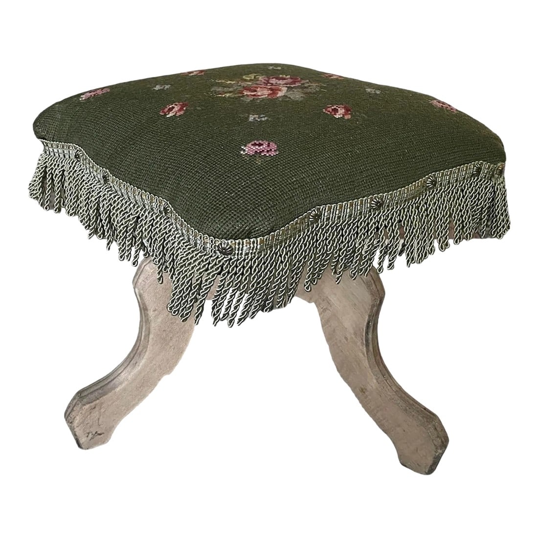 Early 20th Century Antique Needlepoint Footstool (1 of 7)