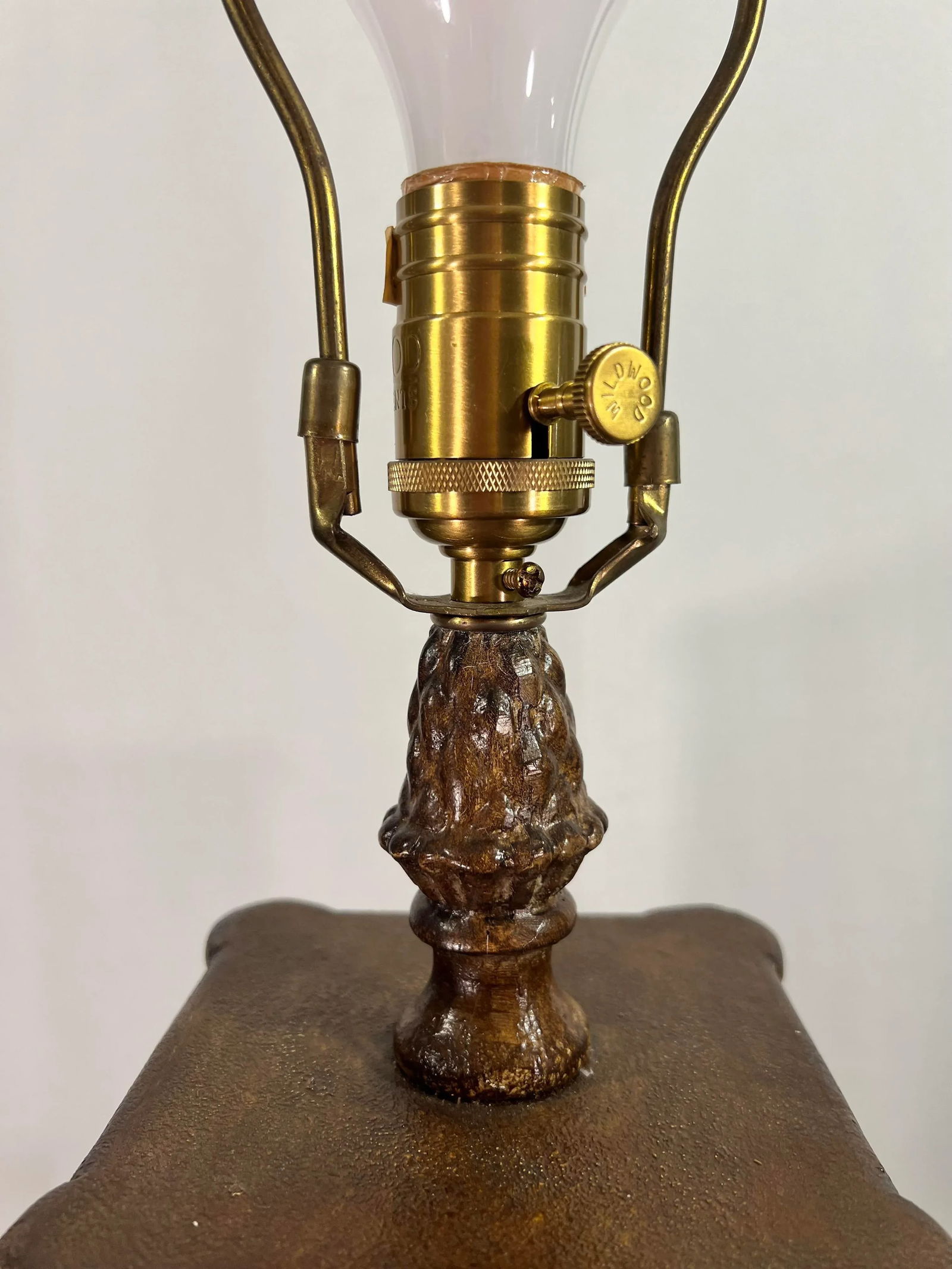 Vintage Wildwood Handmade and Finished Woven Cane Lamp With Silk Shade - Included - 10