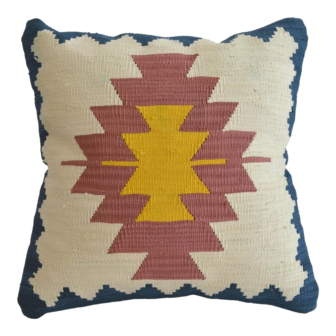 Hand Woven Silk Pillow Cover Oushak Pattern 1. Class Throw Pillow - 15"³ X 15"³: This is a 15" square hand woven one of a kind Turkish kilim pillow. Made from a NEW Silk on cotton hand woven flat weave kilim rug. Rug is not a fragment. This rug weaved for this pillow cover 