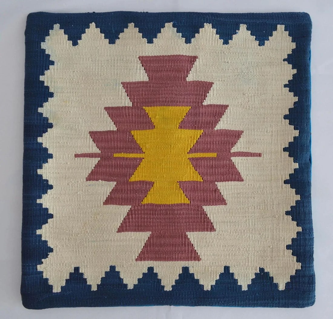 Hand Woven Silk Pillow Cover Oushak Pattern 1. Class Throw Pillow - 15"³ X 15"³ - 4