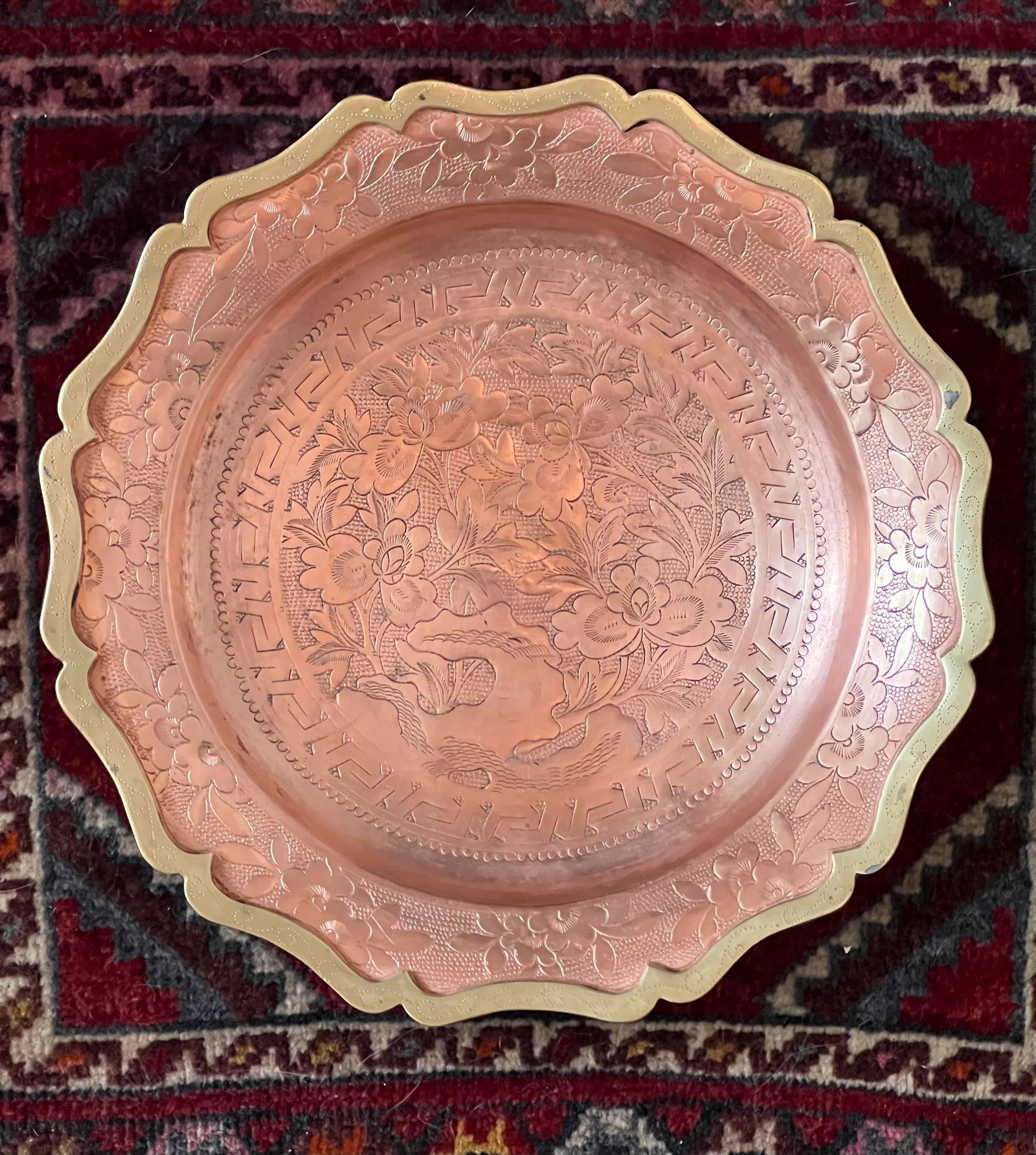 Vintage Chinese Buddhist Brass and Copper Alms Bowl Catchall - 10