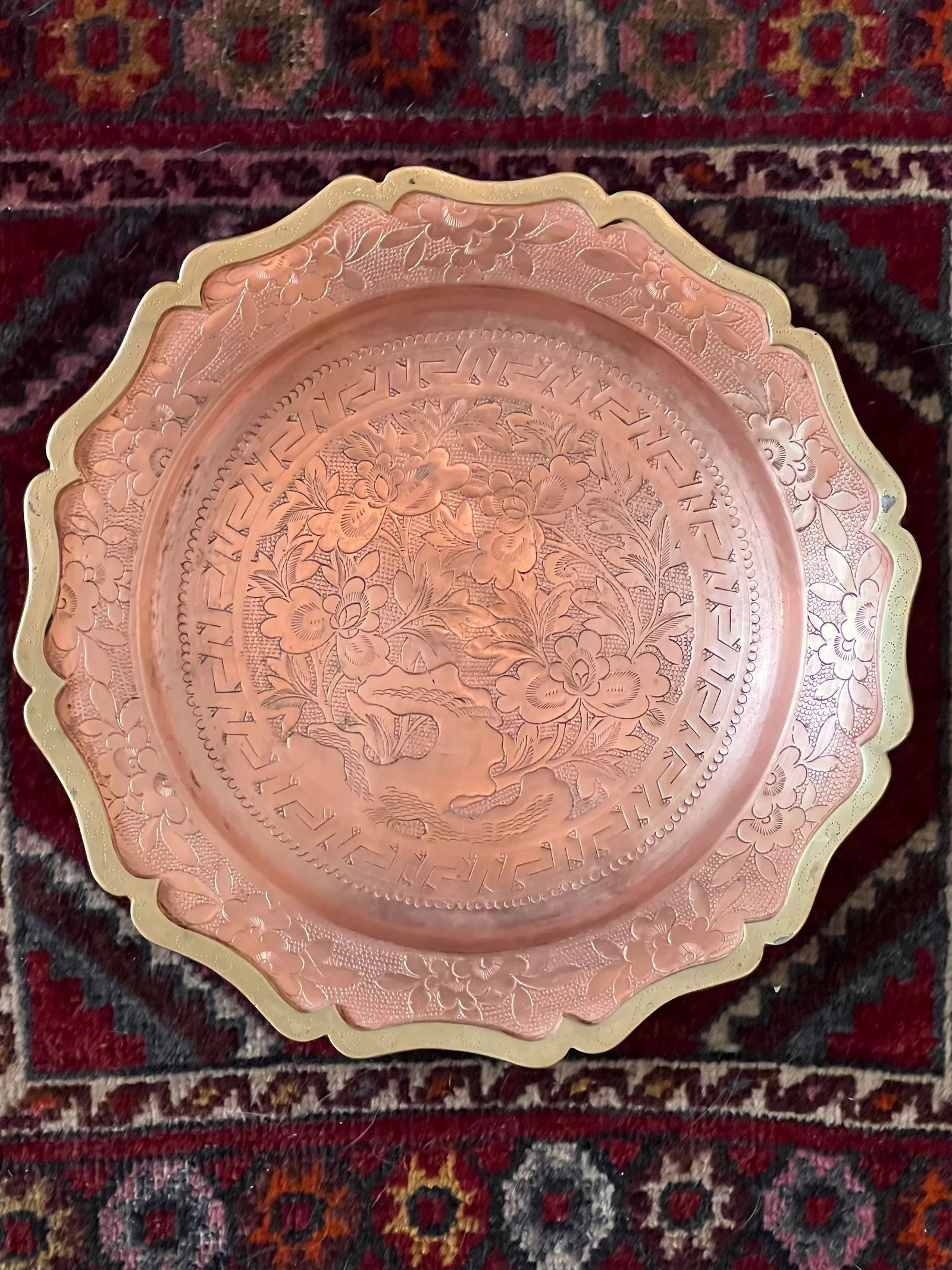 Vintage Chinese Buddhist Brass and Copper Alms Bowl Catchall - 11