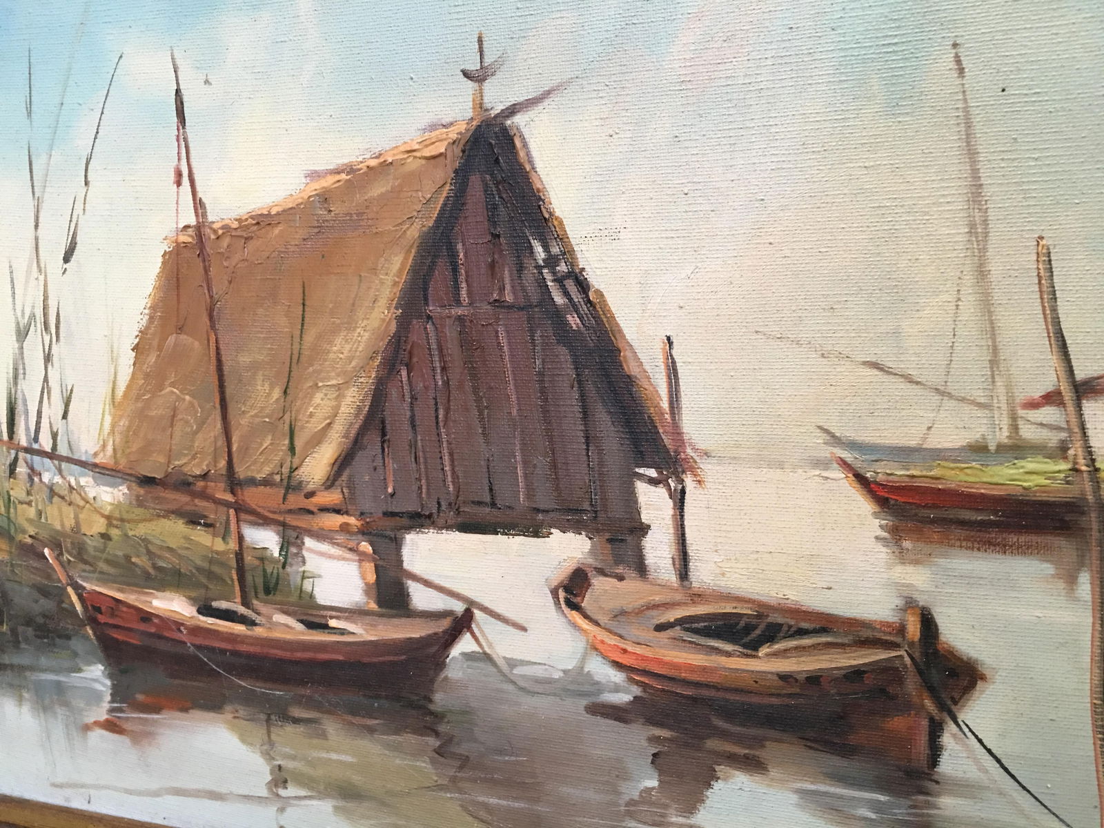 1950 Oil on Canvas, the Lagoon, Valencia, Spain Signed C.Lopez - 4