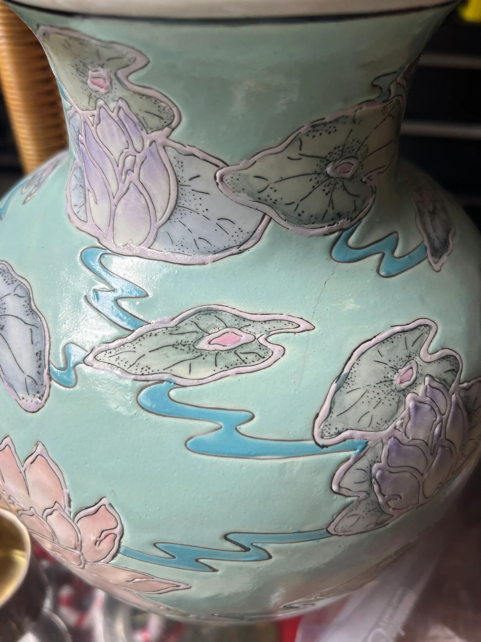 1970s Lily Pads Ceramic Vase - 3