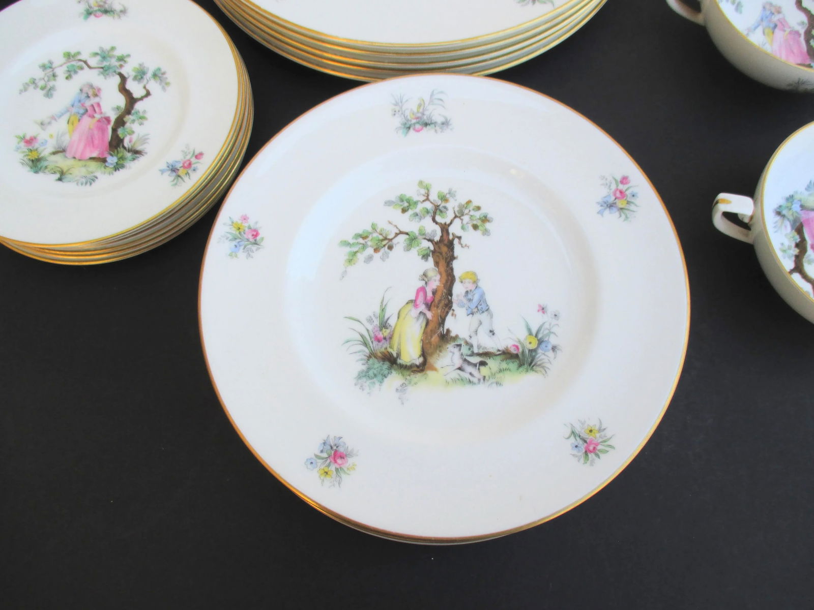 Royal Worcester Watteau Pattern Service Plates - a Group of 22 - 2