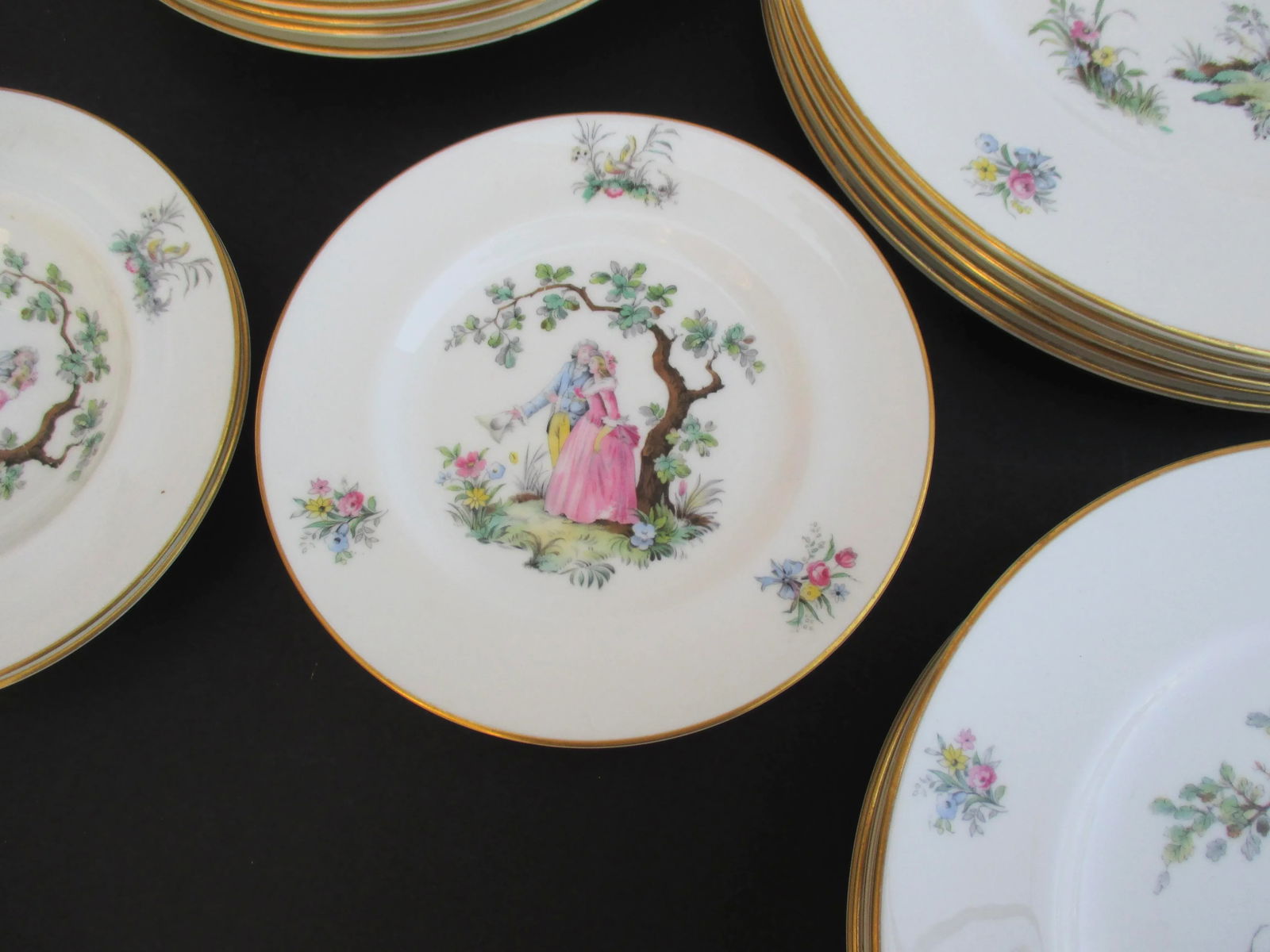 Royal Worcester Watteau Pattern Service Plates - a Group of 22 - 4