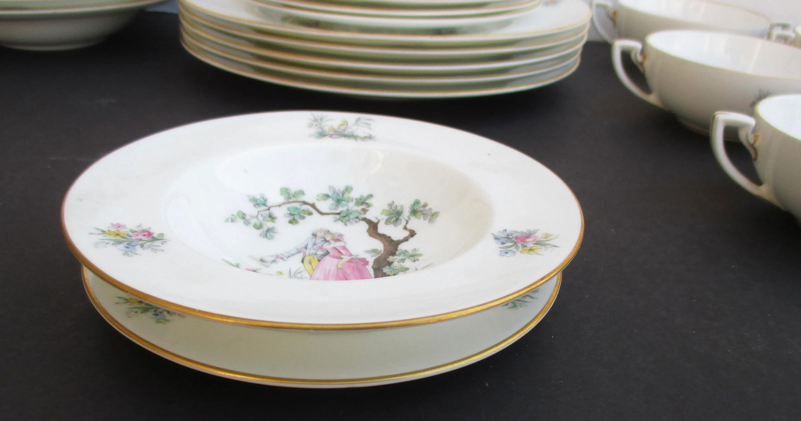 Royal Worcester Watteau Pattern Service Plates - a Group of 22 - 6