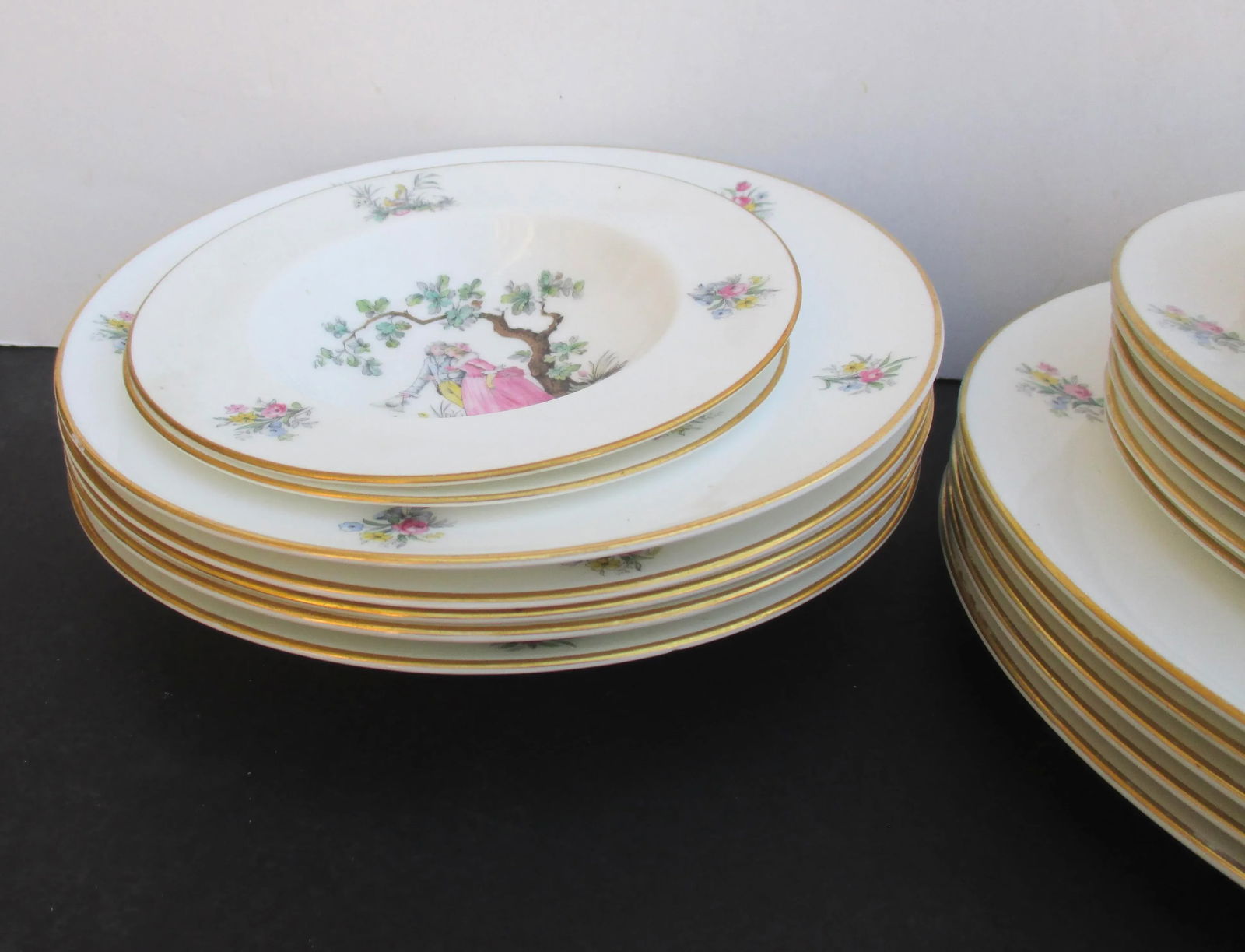 Royal Worcester Watteau Pattern Service Plates - a Group of 22 - 8