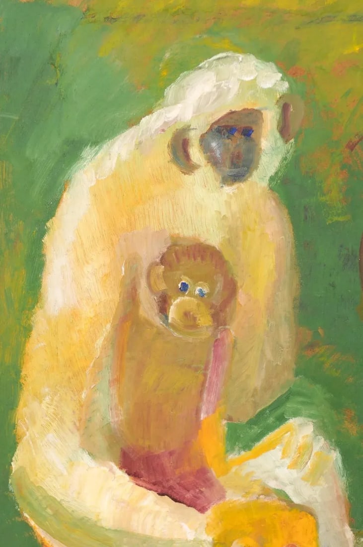 Danish 1930's Framed Painting of Monkeys - 2