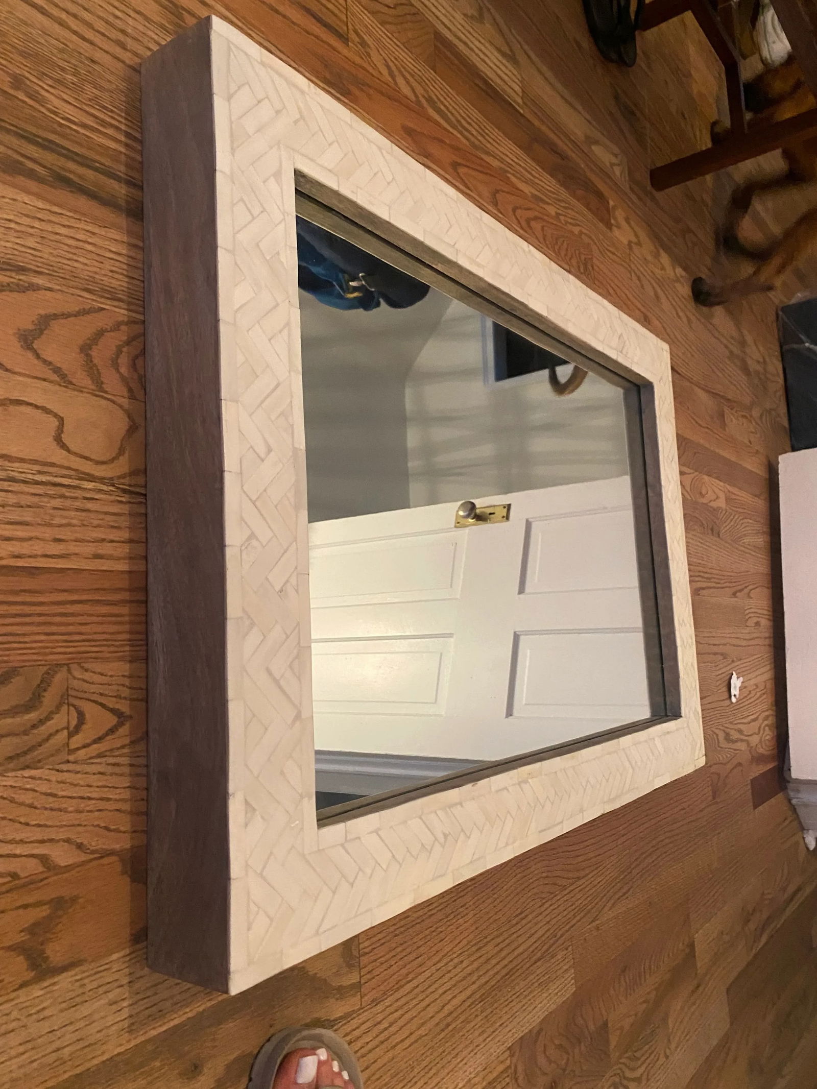 Contemporary West Elm Parsons Bone Inlay Wall Mirror - 5