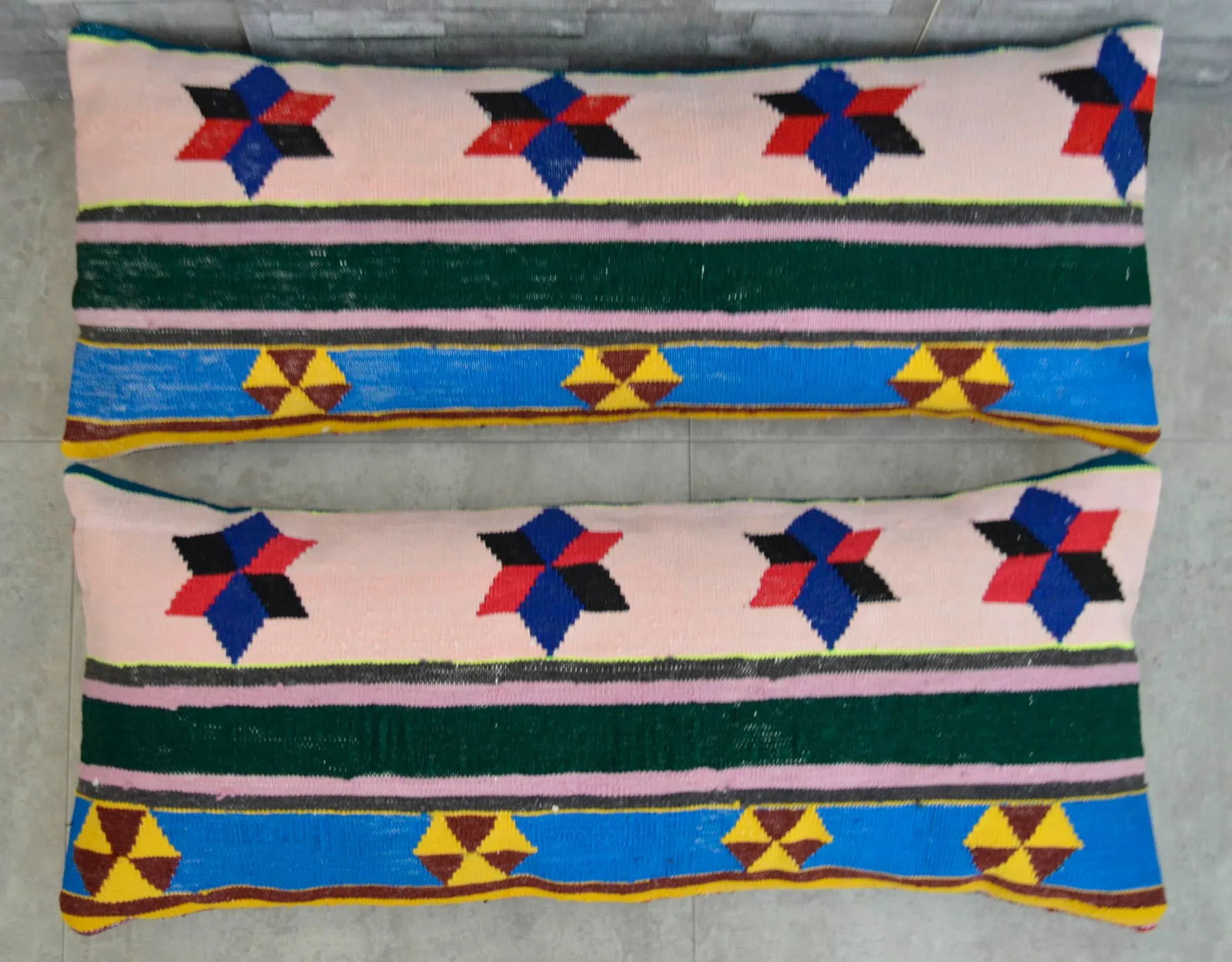 Turkish Kilim Lumbar Pillow Covers a Pair -13"³ X 34"³ - 2