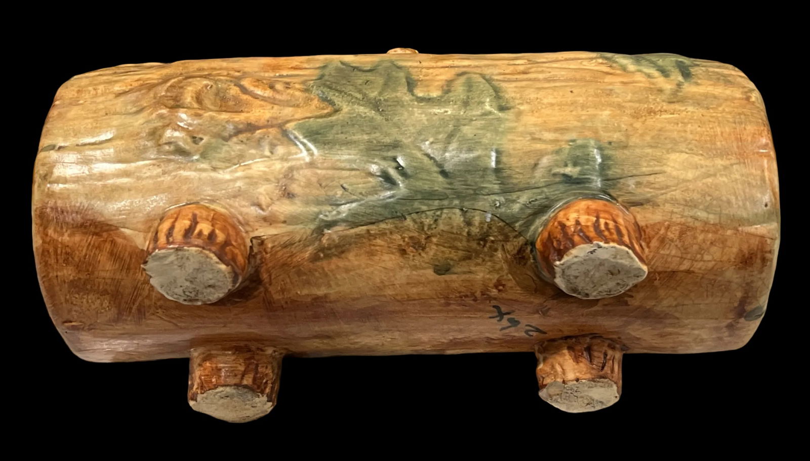 1920s Weller Pottery Faux Bois Oak Leaf Woodcraft Log Jardiniere - 9