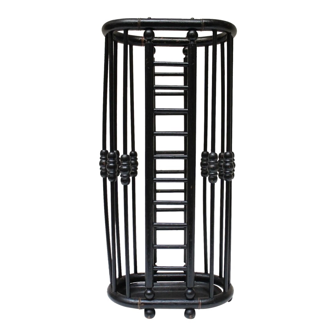 Arts and Crafts Stick and Ball Form Ebonized Umbrella Stand (1 of 12)