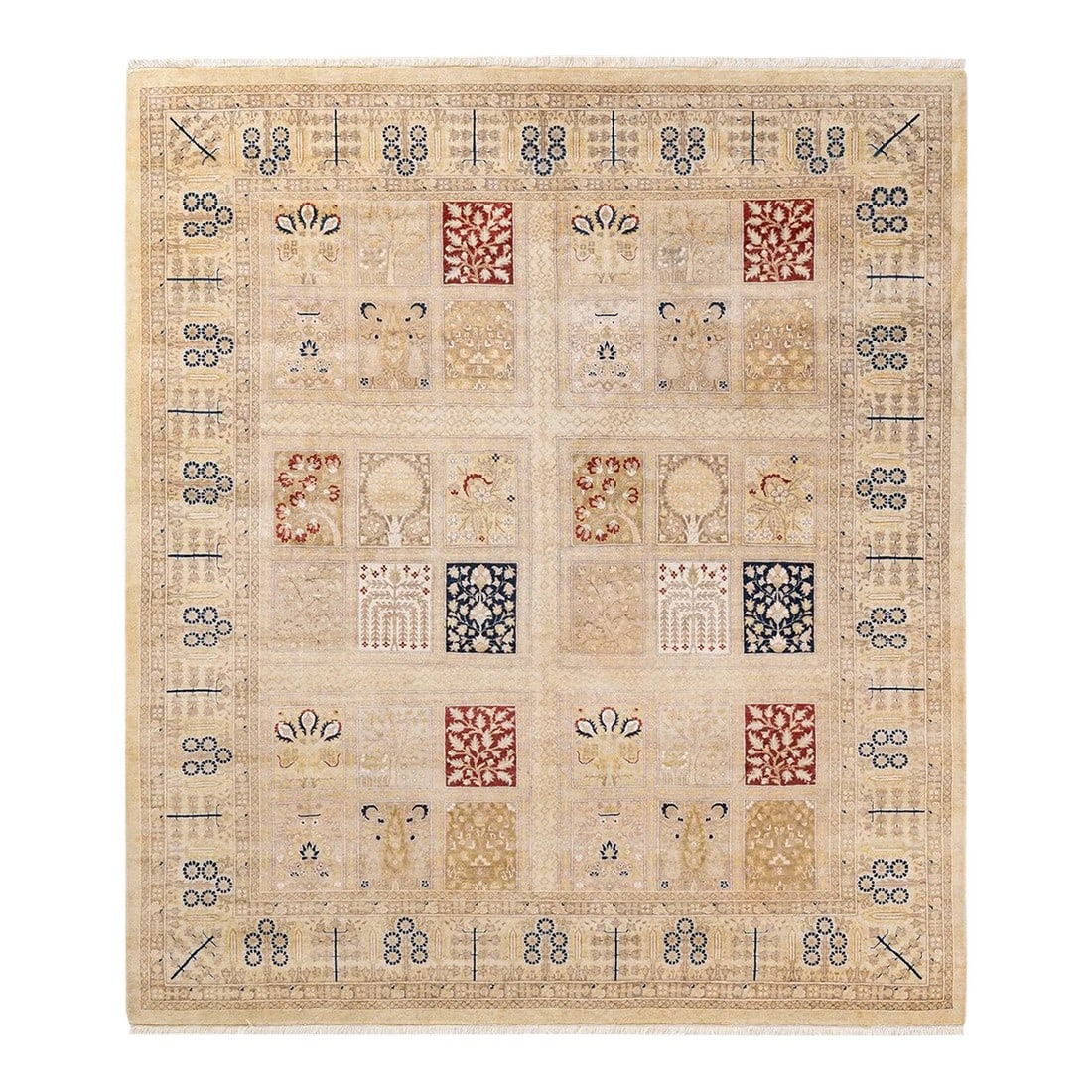 Mogul, One-of-a-Kind Hand-Knotted Area Rug - Ivory, 6' 4" x 7' 1": With understated palettes and allover designs, the rugs in the Mogul Collection will bring timeless sophistication to any room. Influenced by a spectrum of Turkish, Indian, and Persian designs, the