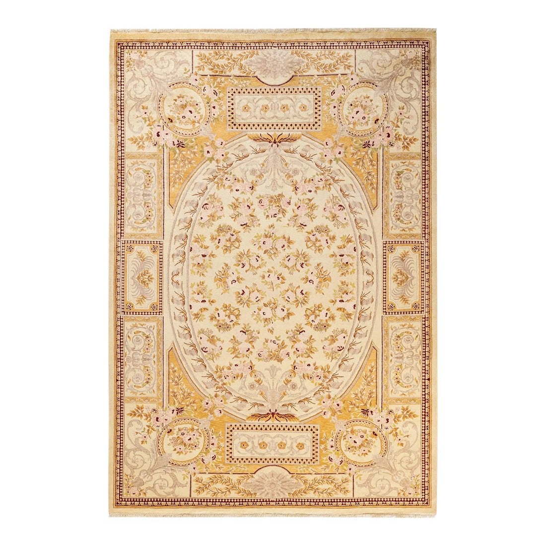 Mogul, One-of-a-Kind Hand-Knotted Area Rug - Ivory, 6' 1" x 8' 10": With understated palettes and allover designs, the rugs in the Mogul Collection will bring timeless sophistication to any room. Influenced by a spectrum of Turkish, Indian, and Persian designs, the