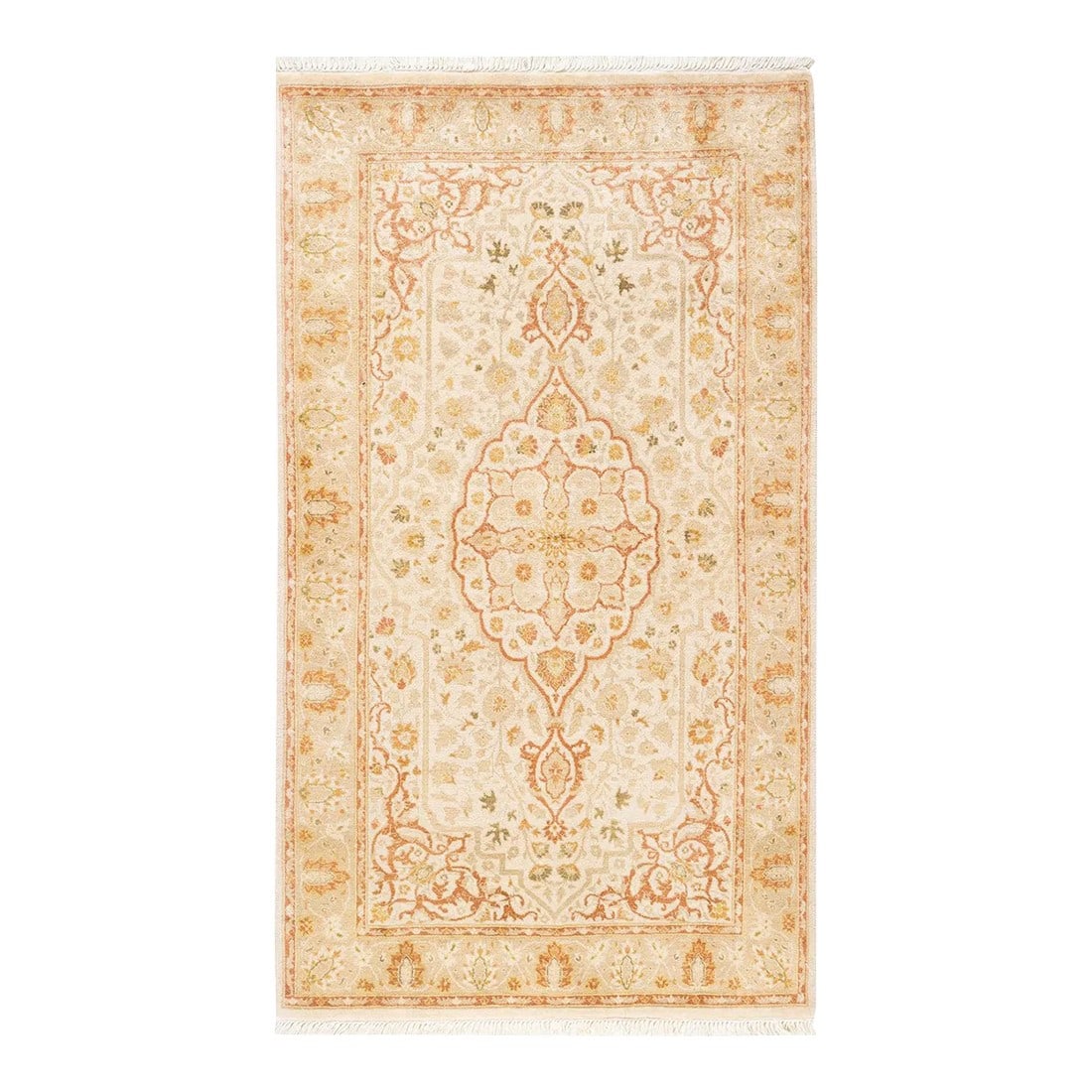 Mogul, One-of-a-Kind Hand-Knotted Area Rug - Ivory, 3' 2" x 5' 7": With understated palettes and allover designs, the rugs in the Mogul Collection will bring timeless sophistication to any room. Influenced by a spectrum of Turkish, Indian, and Persian designs, the
