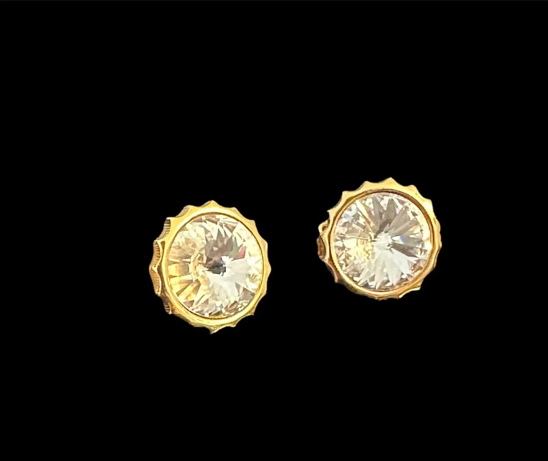 Late 20th Century Swarovski Austrian Crystal Clip on Button Round Earrings - 2 Pieces - 11