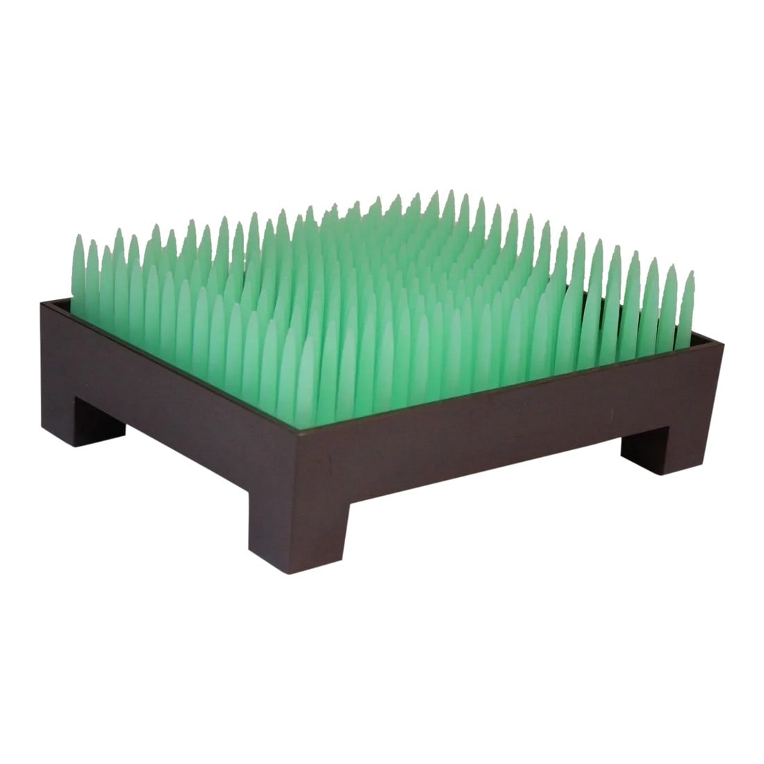 Postmodern Bakelite "Liberte" Letter Holder by Philippe Starck for Alessi: The Liberte letter holder/desk organizer/envelope box was designed by French Industrial Designer/Architect, Philippe Starck for Alessi (Portugal, 1992). The green plastic top, supported by a maroon