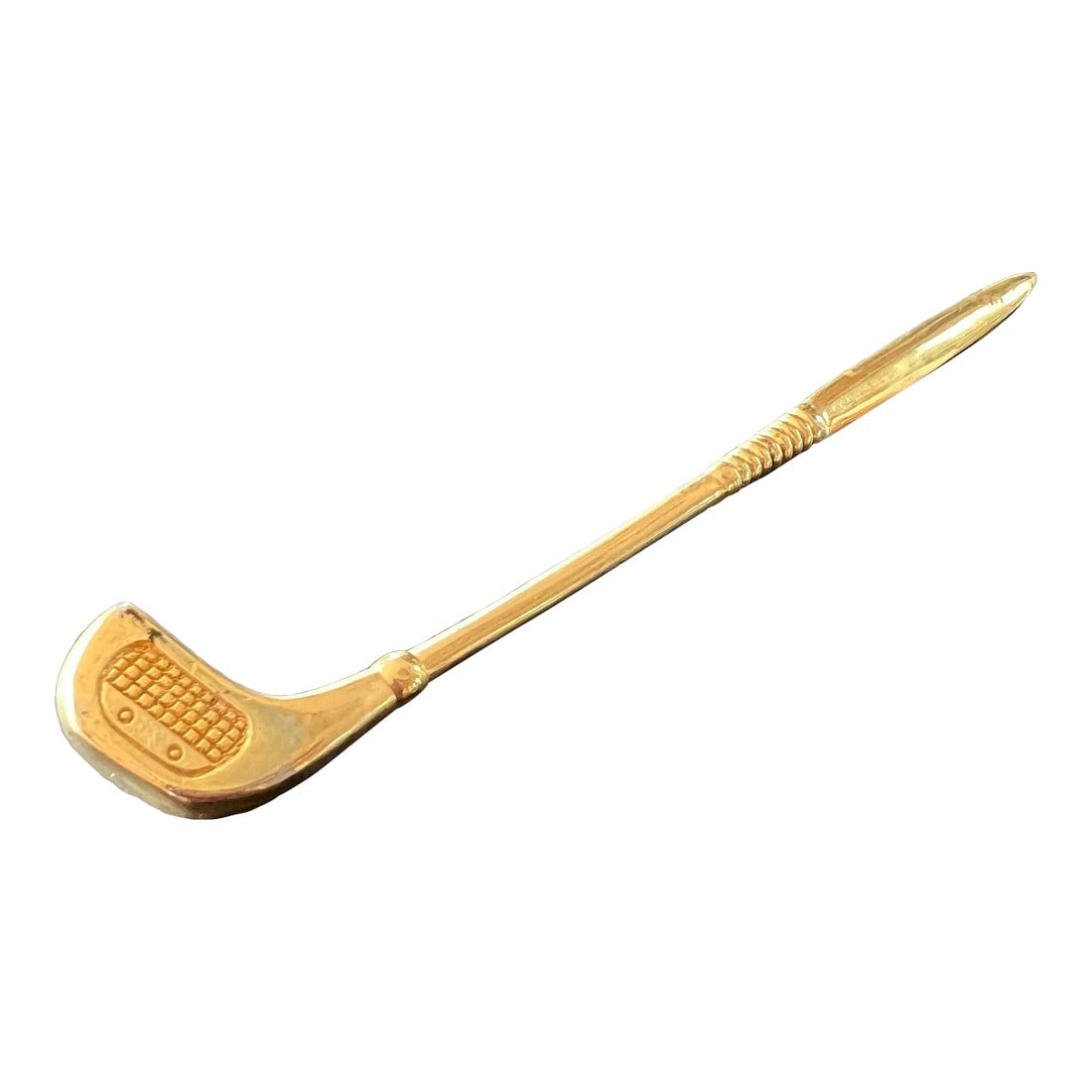 1970s Brass Tennis Letter Opener: This is a beautiful brass tennis letter opener. This piece would look perfect in your office and is great for the interior design enthusiast! Condition: Alterations: Original Condition Unaltered