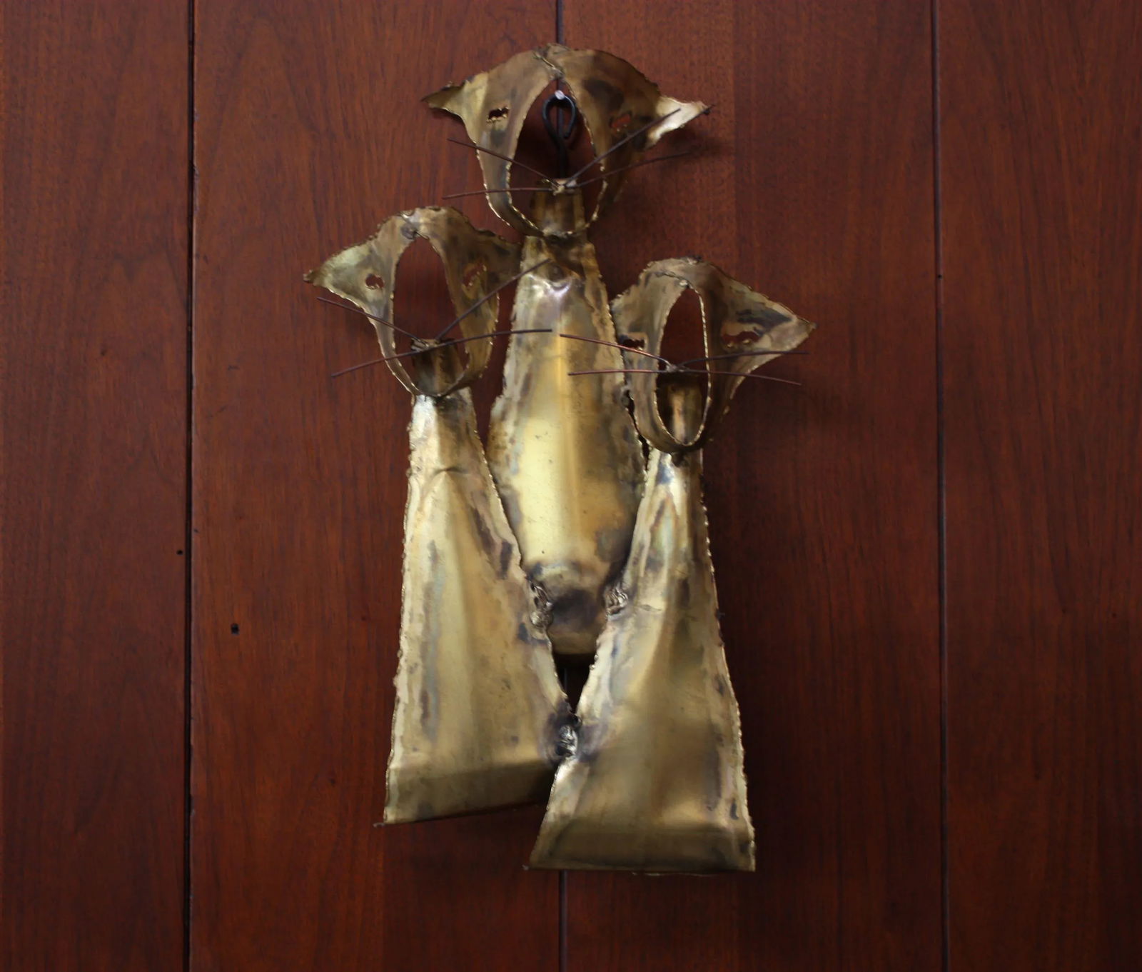 Brutalist Torch-Cut Brass 'Cats' Wall Sculpture - 10
