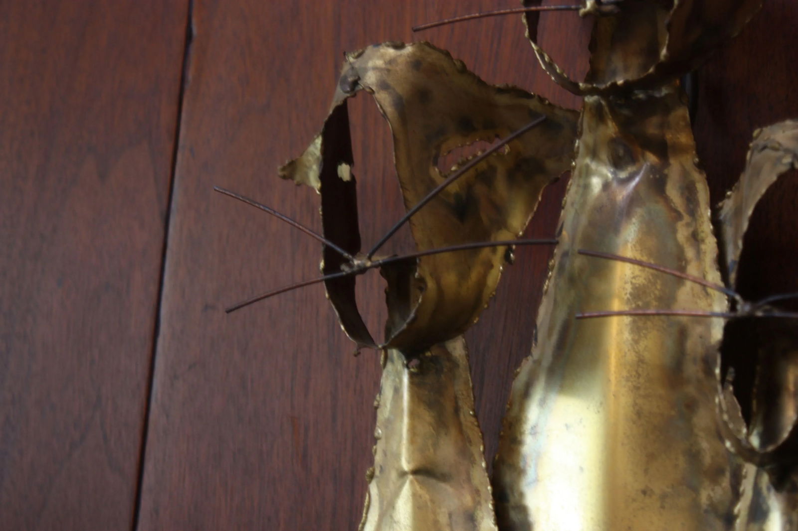 Brutalist Torch-Cut Brass 'Cats' Wall Sculpture - 4