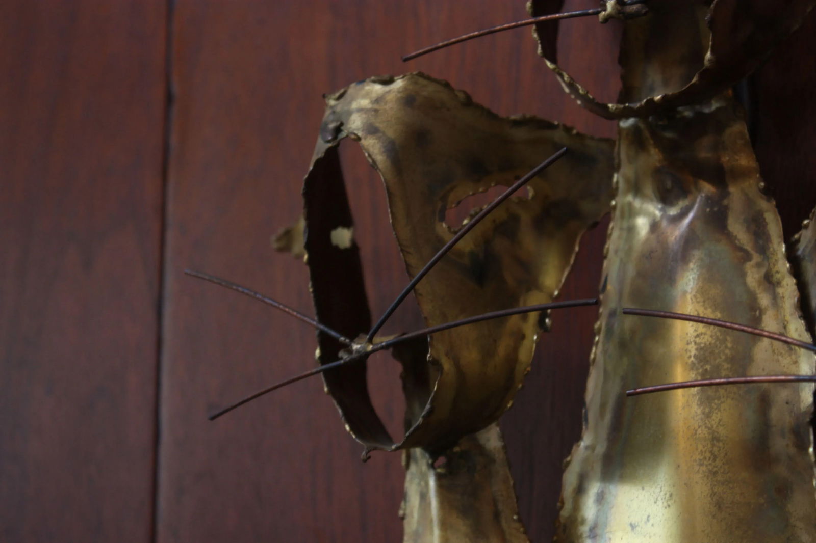 Brutalist Torch-Cut Brass 'Cats' Wall Sculpture - 5