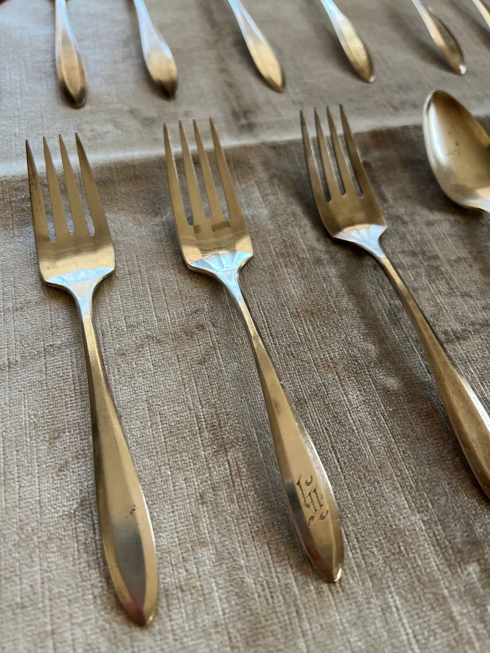 1970s Collection of 22 Monogrammed Petite Forks - 2