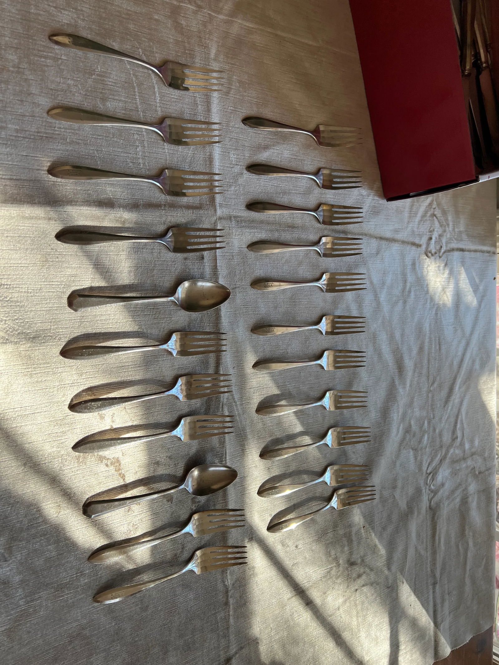 1970s Collection of 22 Monogrammed Petite Forks - 9
