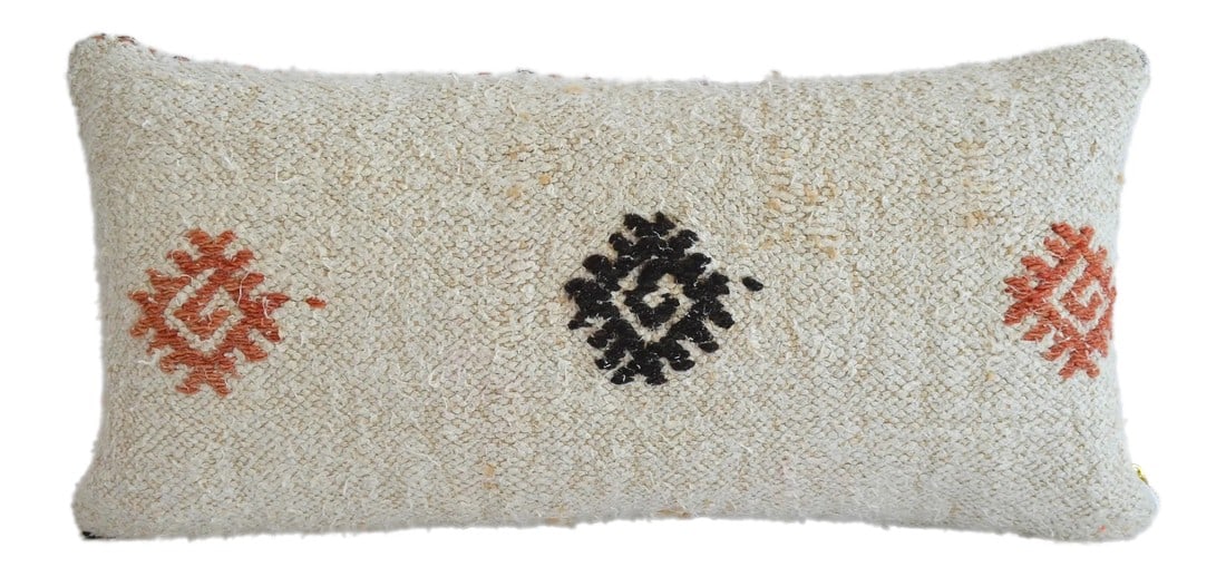 Lumbar Pillow Cover. 100% Natural Hemp Kilim Pillow Turkish Rug Throw- 13Êº X 26Ê (1 of 7)