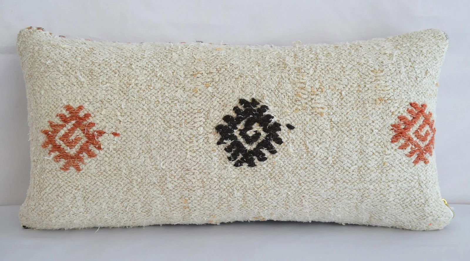 Lumbar Pillow Cover. 100% Natural Hemp Kilim Pillow Turkish Rug Throw- 13Êº X 26Ê - 7