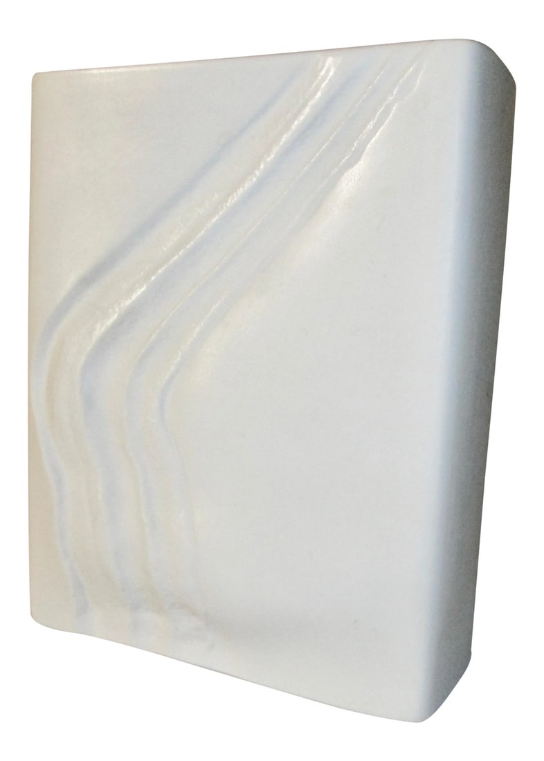Rosenthal Mid Century Modern White Matte Studio Line Vase: Matte white glaze in perfect shape . Mid century modern in rectangle shape with slight swell to long sides. Asymmetrical opening to top . Signed on base Rosenthal studio line Germany. INV