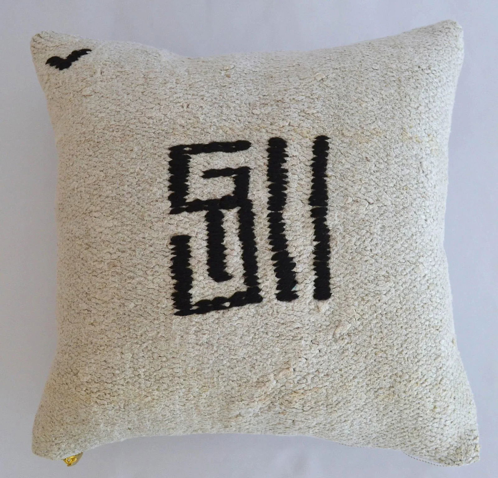 Kilim Rug Pillow Cover Primitive Icon Pattern Handmade Hemp Throw Pillow - 16" X 16" - 5