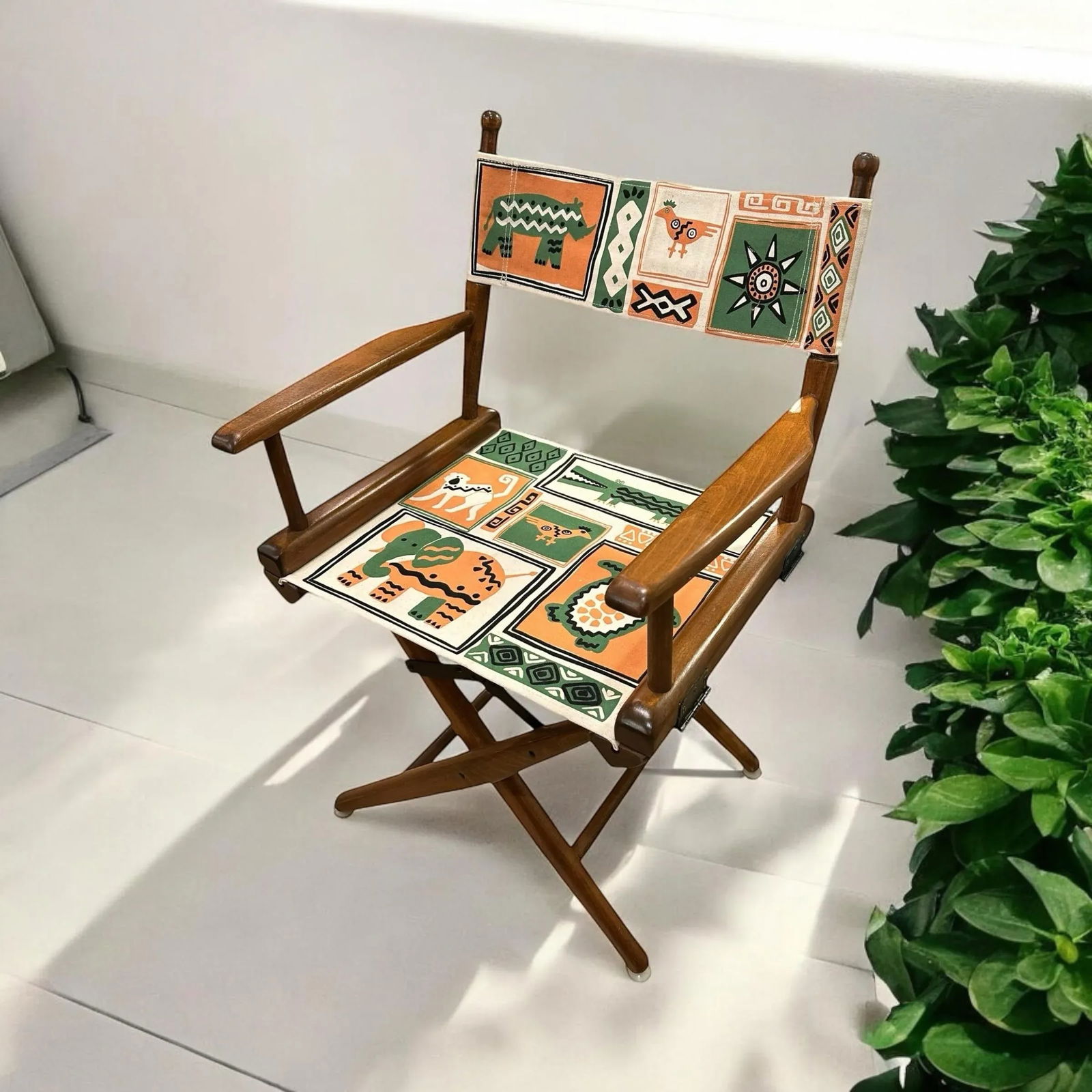 Walnut Directors Chair FoldingCongo Bongo Canvas Textile - 2